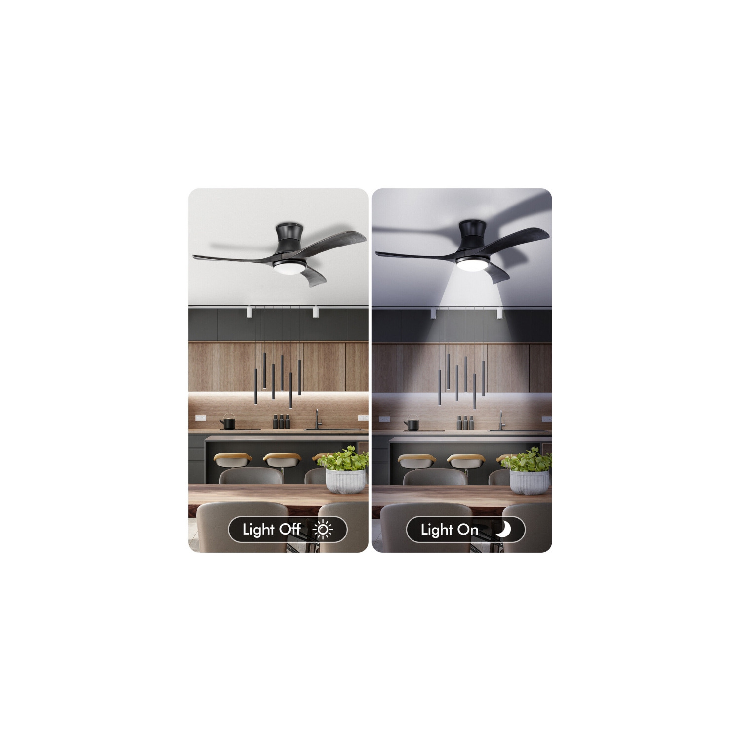 Flush Mount Ceiling Fan with LED Light for Modern Living Spaces
