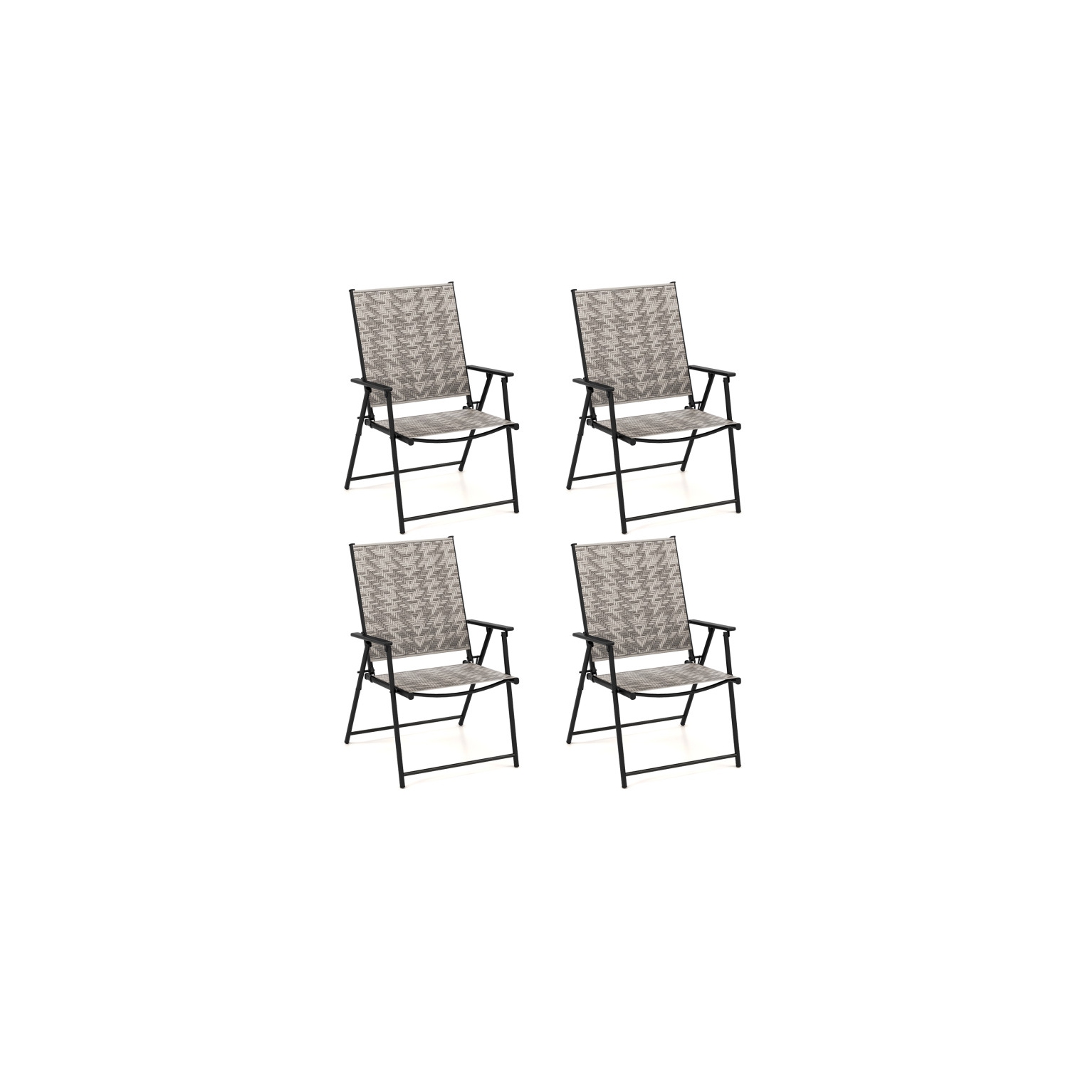 Set of 4 Portable Patio Chairs with Armrests – Folding Lawn Chairs for Backyard and Garden