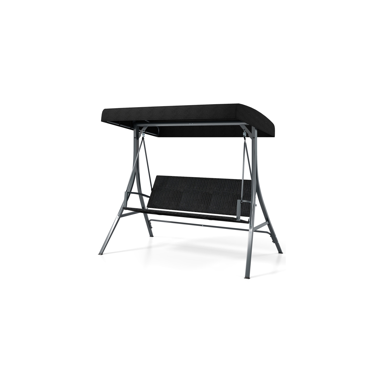 Garden Patio Porch Swing 3-Person – Outdoor Swing Chair with Stand & Rattan Back Design