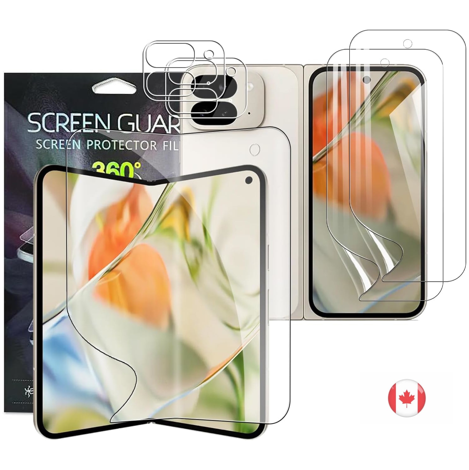 For Google Pixel 10 Pro Fold 5G Screen Protector [1+2+2 Pack] with Camera Lens Protector, Flexible HD Clear TPU Film, Anti-Scratch, Fingerprint