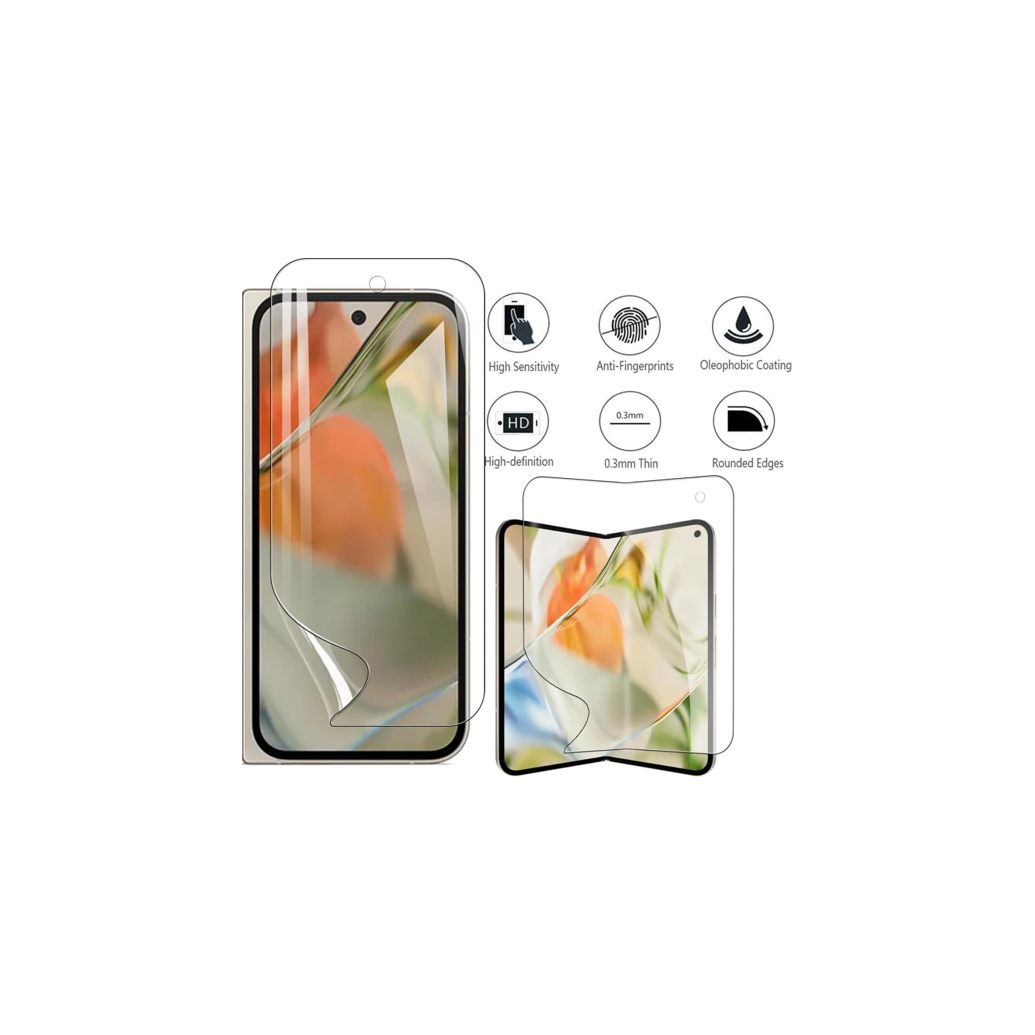 For Google Pixel 10 Pro Fold 5G Screen Protector [1+2+2 Pack] with Camera Lens Protector, Flexible HD Clear TPU Film, Anti-Scratch, Fingerprint
