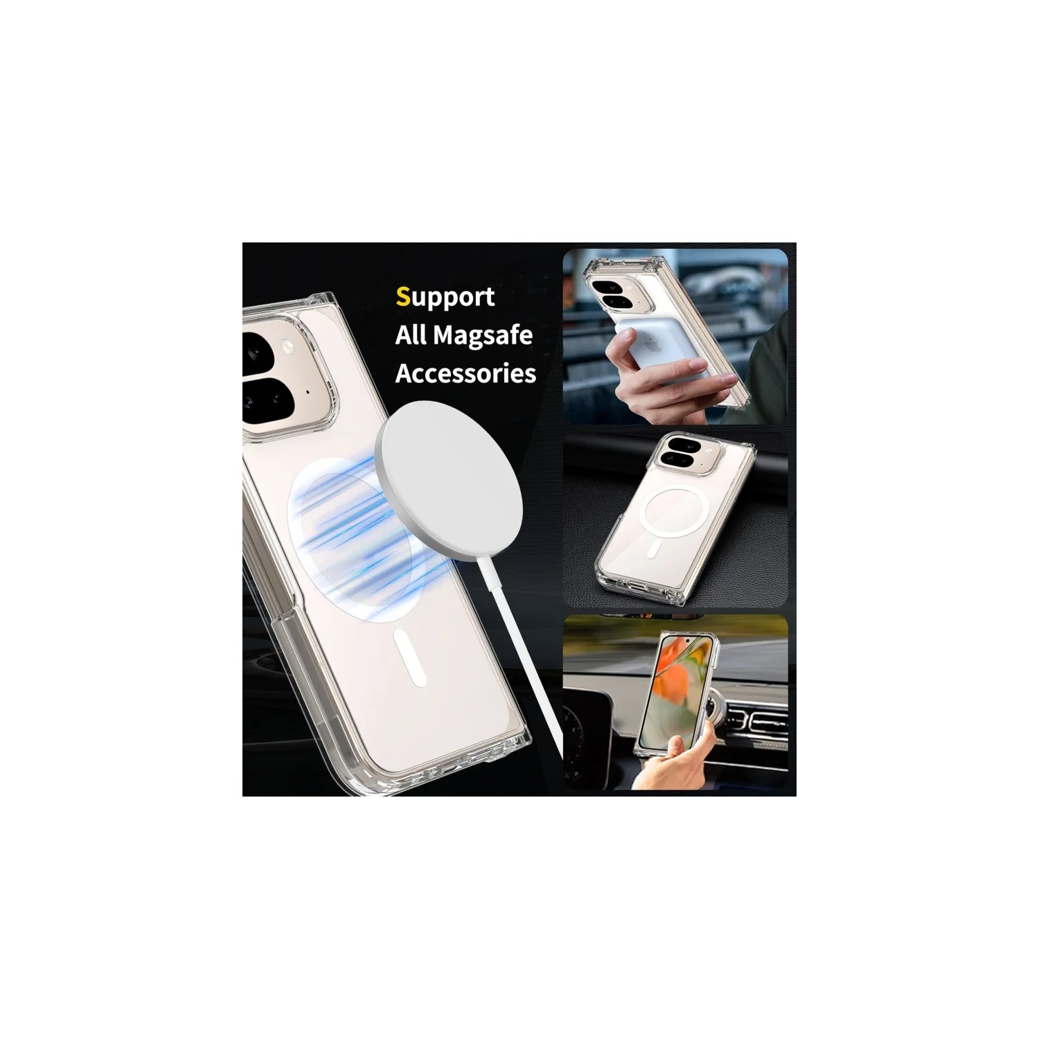 For Google Pixel 10 Pro Fold Case [MagSafe Compatible], Military-Grade Shockproof Slim Fit Clear Protective Hard PC Cover, Anti-Fingerprint, Durable