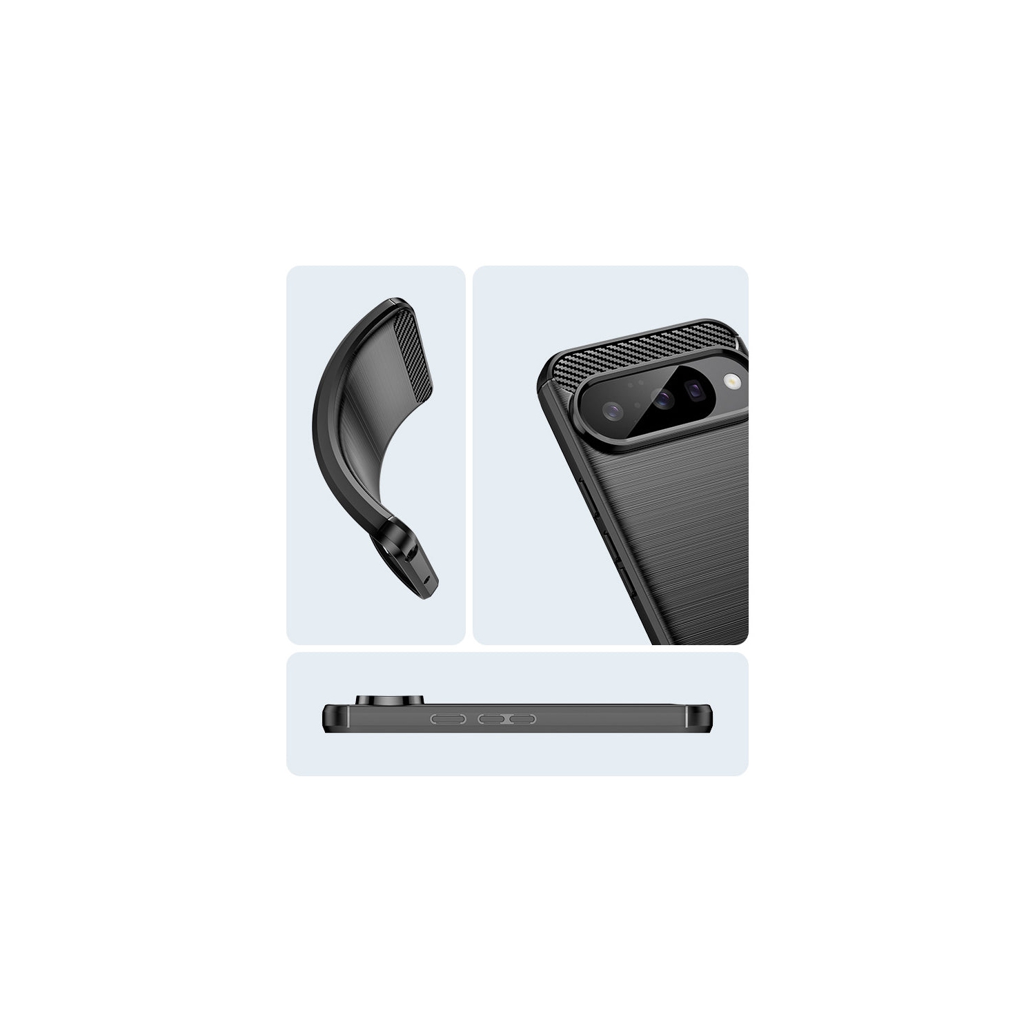 Étui en métal brossé noir de PANDACO pour Pixel 10 de Google