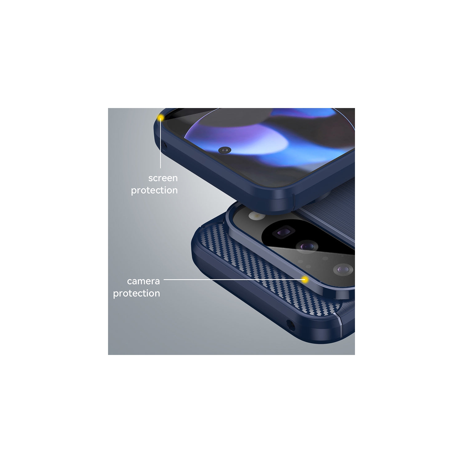 Étui en métal brossé bleu marine de PANDACO pour Pixel 10 de Google