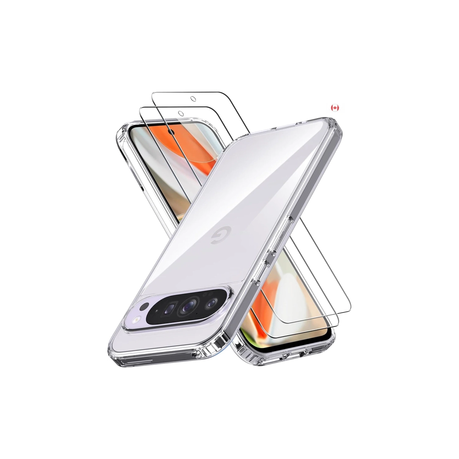 For Google Pixel 10 Pro XL 5G Clear Case with 2 Pack Tempered Glass Screen Protector, Anti-Yellowing, 9H Hardness, Military-Grade Protection,