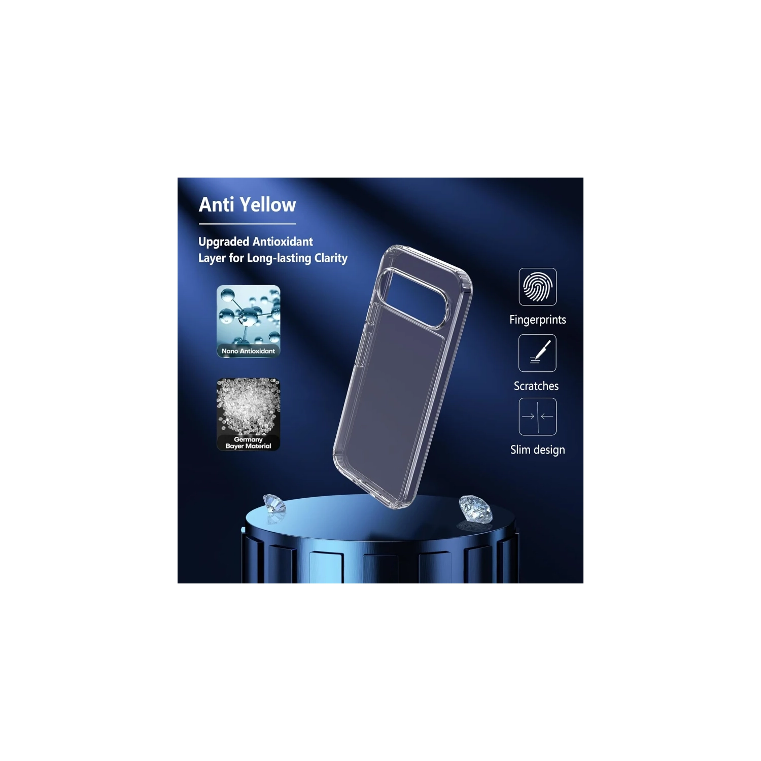 For Google Pixel 10 Pro XL 5G Clear Case with 2 Pack Tempered Glass Screen Protector, Anti-Yellowing, 9H Hardness, Military-Grade Protection,