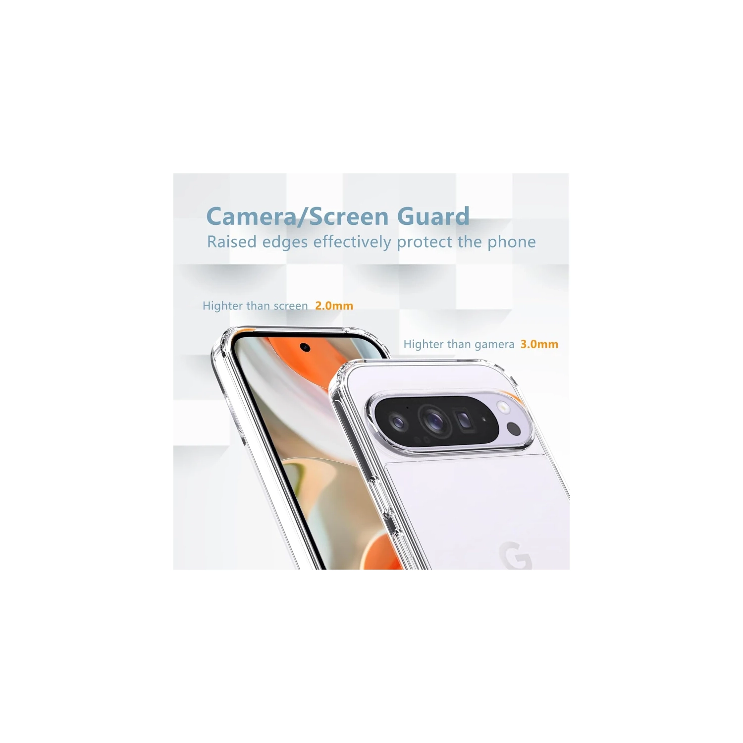 For Google Pixel 10 Pro XL 5G Clear Case with 2 Pack Tempered Glass Screen Protector, Anti-Yellowing, 9H Hardness, Military-Grade Protection,