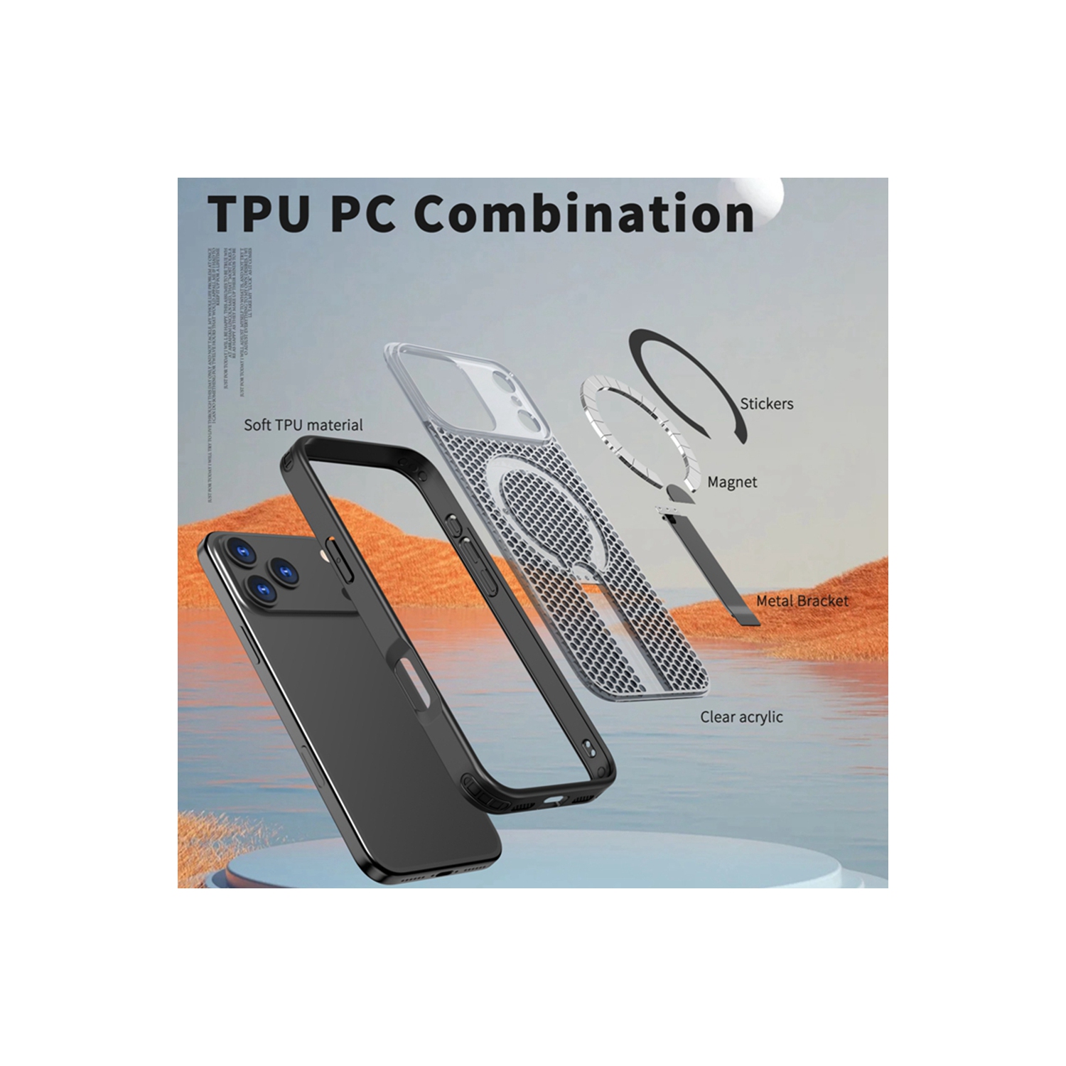 Convient à l'iPhone 16 Étui Promax pour téléphone mobile Support magnétique alvéolé de refroidissement antichute pour téléphone mobile Apple - Violet