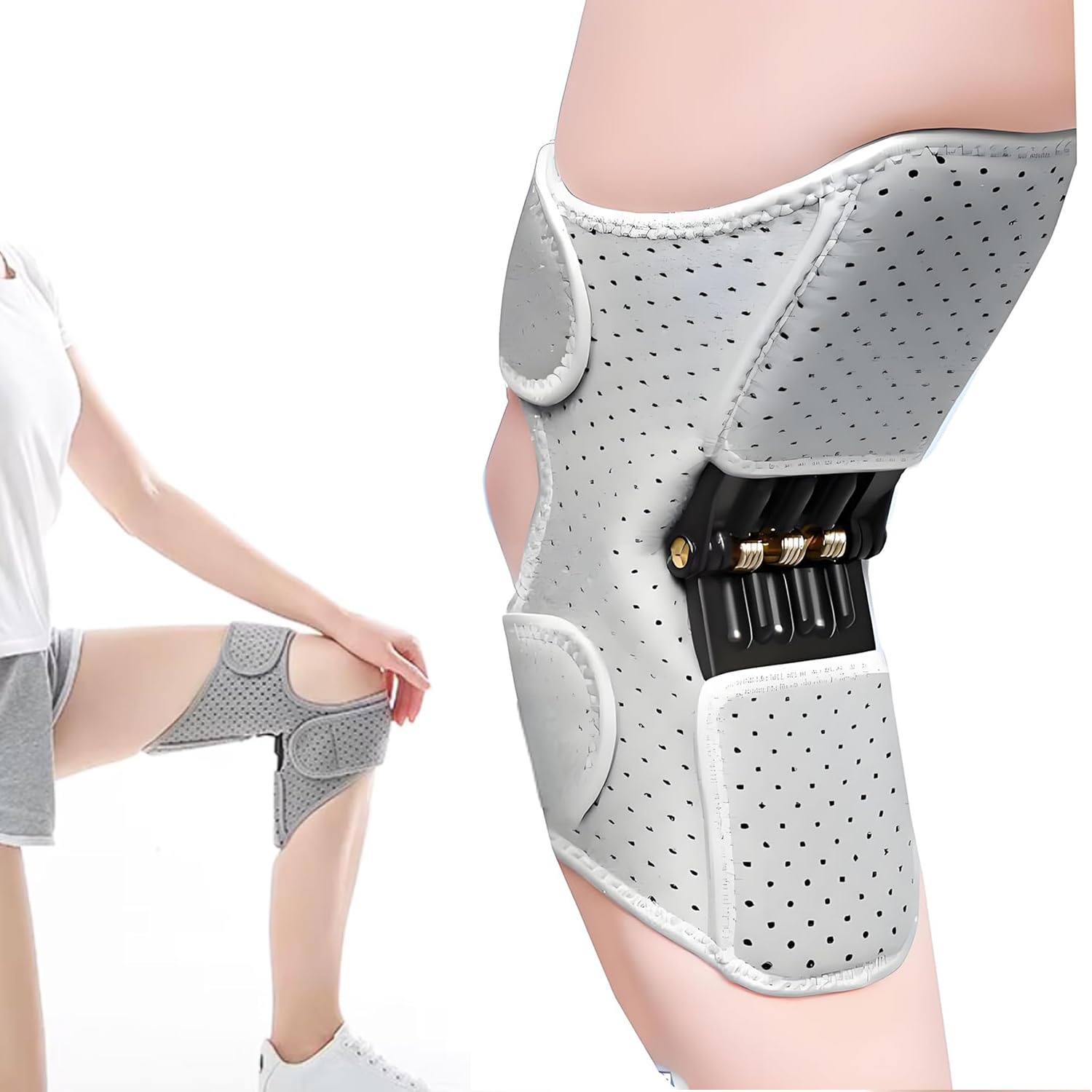 1PCS Knee Support-Spring Powered Knee Booster Brace,Assistive Device for Stair Climbing,Squatting Assistance,Stabilizer for Elderly Men and Women