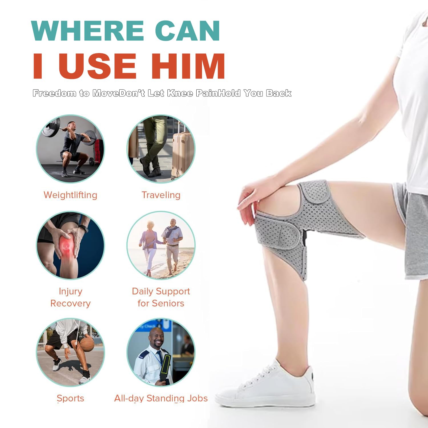 1PCS Knee Support-Spring Powered Knee Booster Brace,Assistive Device for Stair Climbing,Squatting Assistance,Stabilizer for Elderly Men and Women