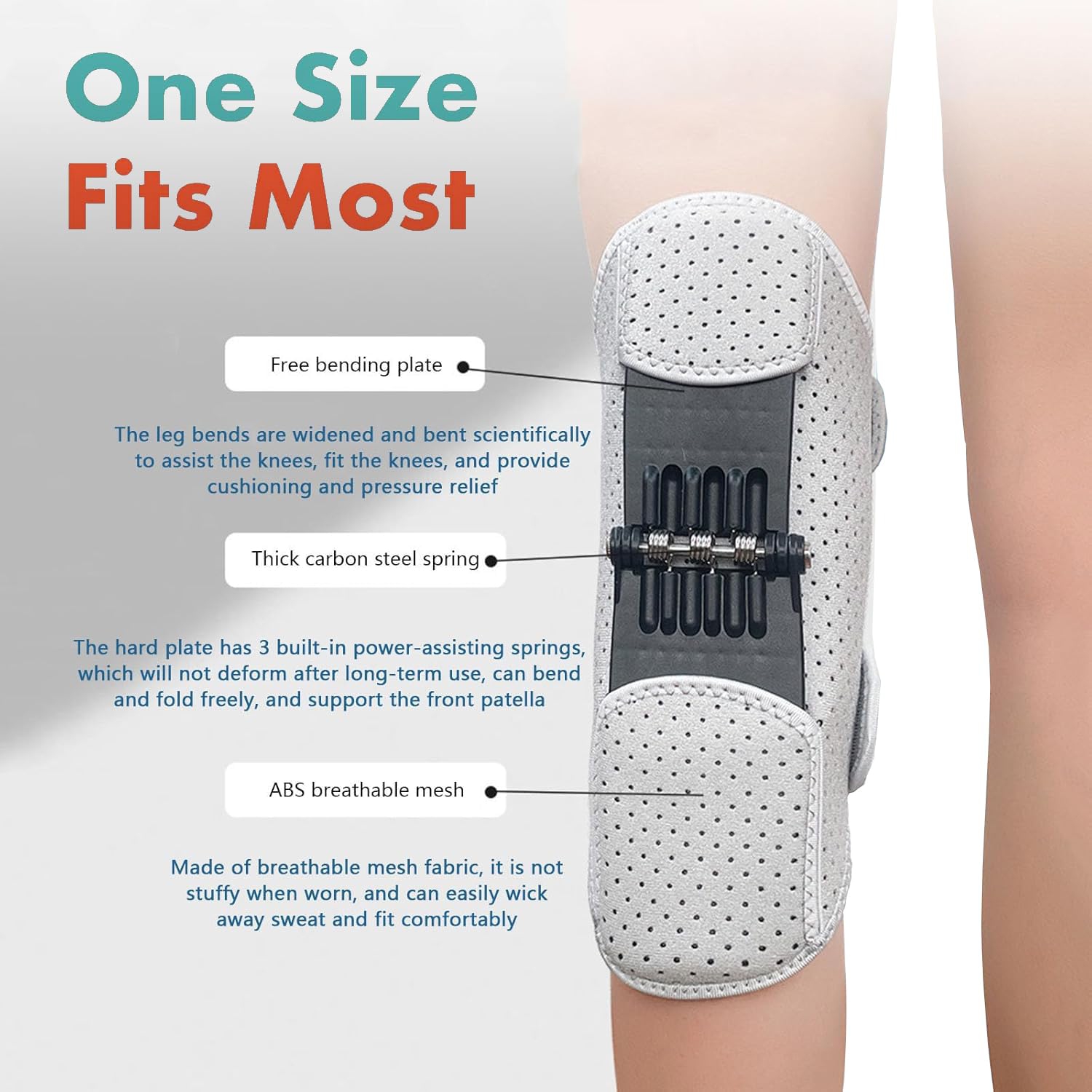 1PCS Knee Support-Spring Powered Knee Booster Brace,Assistive Device for Stair Climbing,Squatting Assistance,Stabilizer for Elderly Men and Women