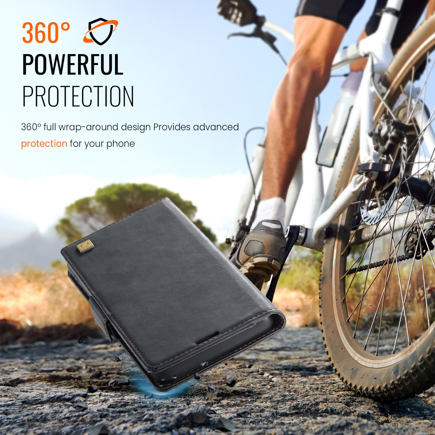 Étui portefeuille en cuir pour iPhone 16E - Étui à rabat pliable avec porte-carte de crédit et fermeture magnétique - Bleu