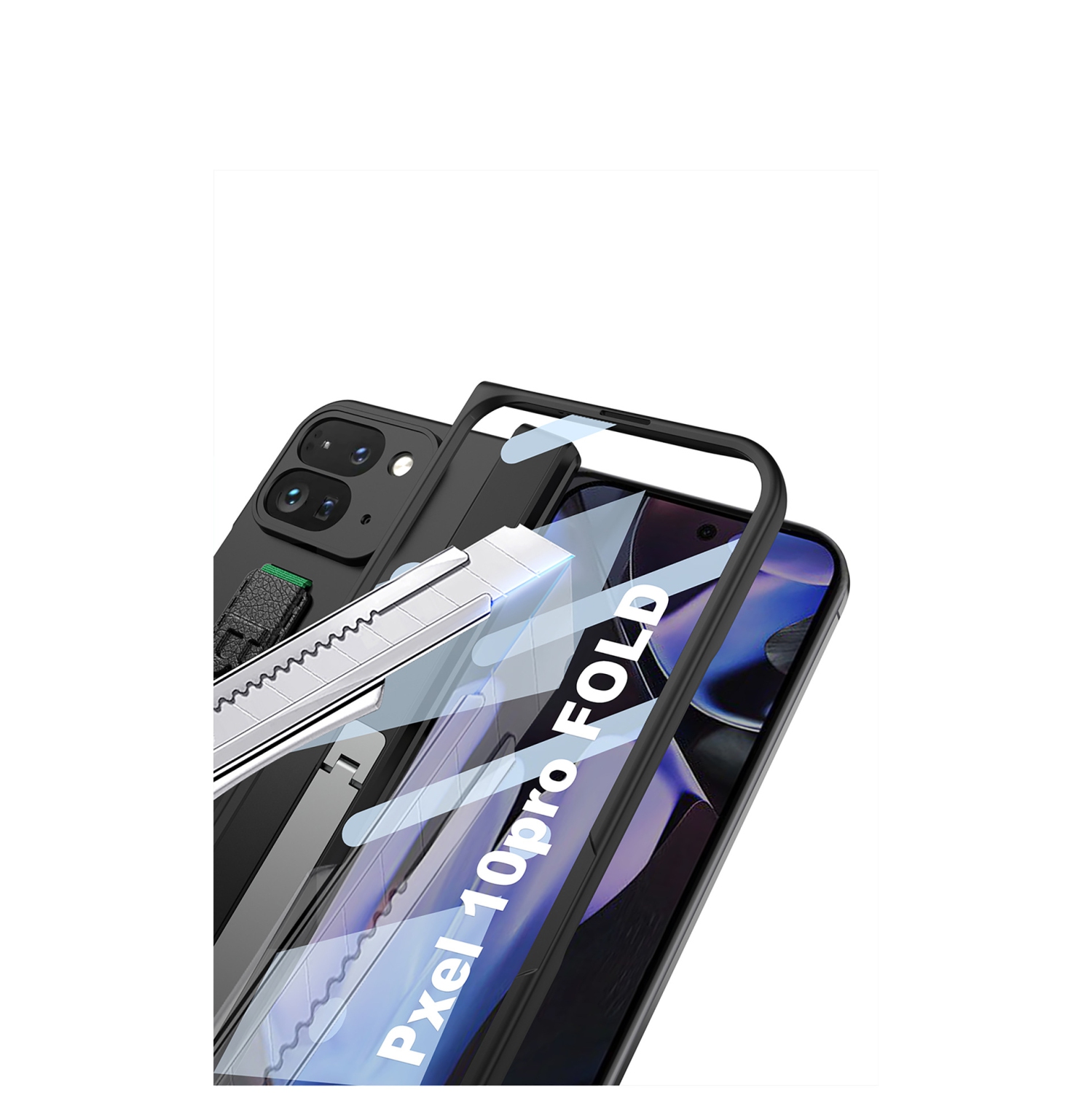 Elastic Wristband Case for Google Pixel 10 Pro Fold with Full Cover, Film, and Side Stand - Mountain Green AA10940281