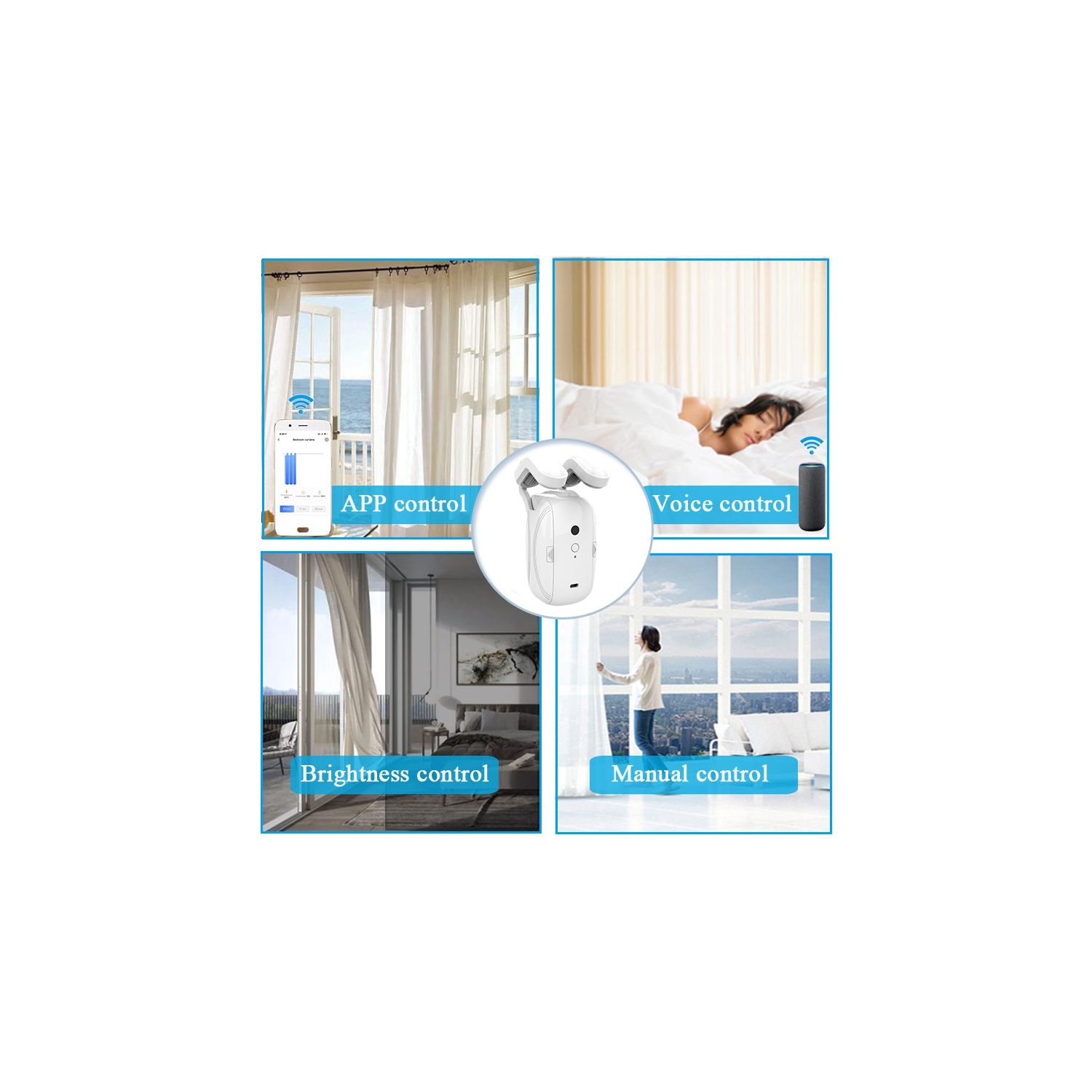 Automatic curtain opening, remote control curtain opening robot, controlled by Tuya app, suitable for Roman rod track - Bluetooth model