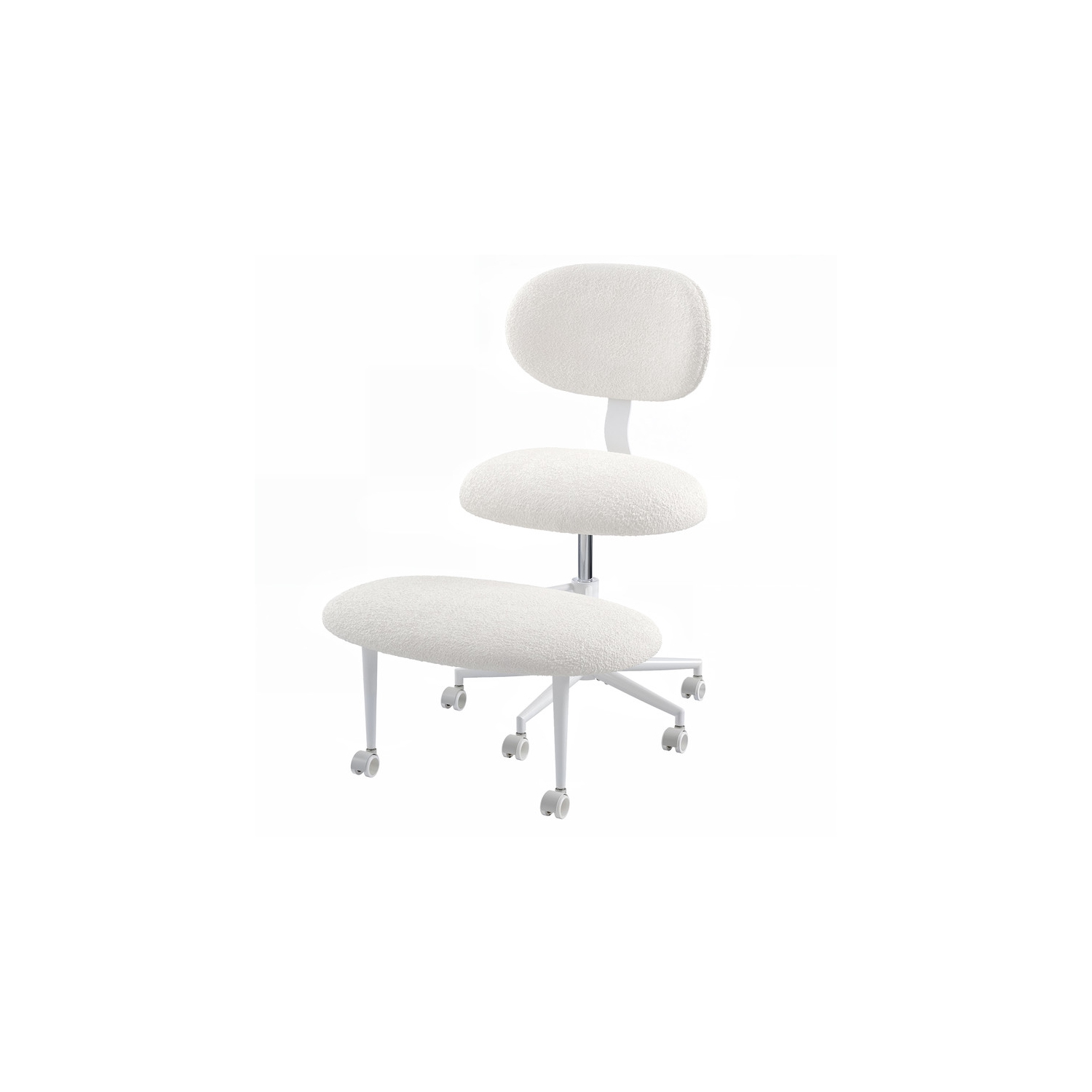 Fauteuil pivotant ergonomique à pattes croisées Pinmoco, hauteur réglable et tissu en peluche, fauteuil de méditation avec dossier