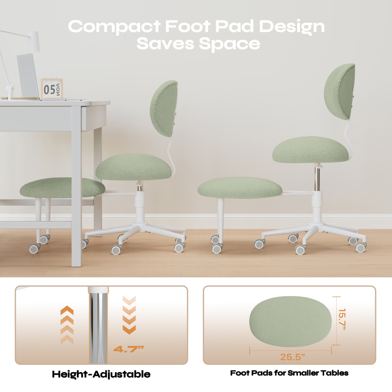 Fauteuil pivotant ergonomique à pattes croisées Pinmoco, hauteur réglable et tissu en peluche, fauteuil de méditation avec dossier