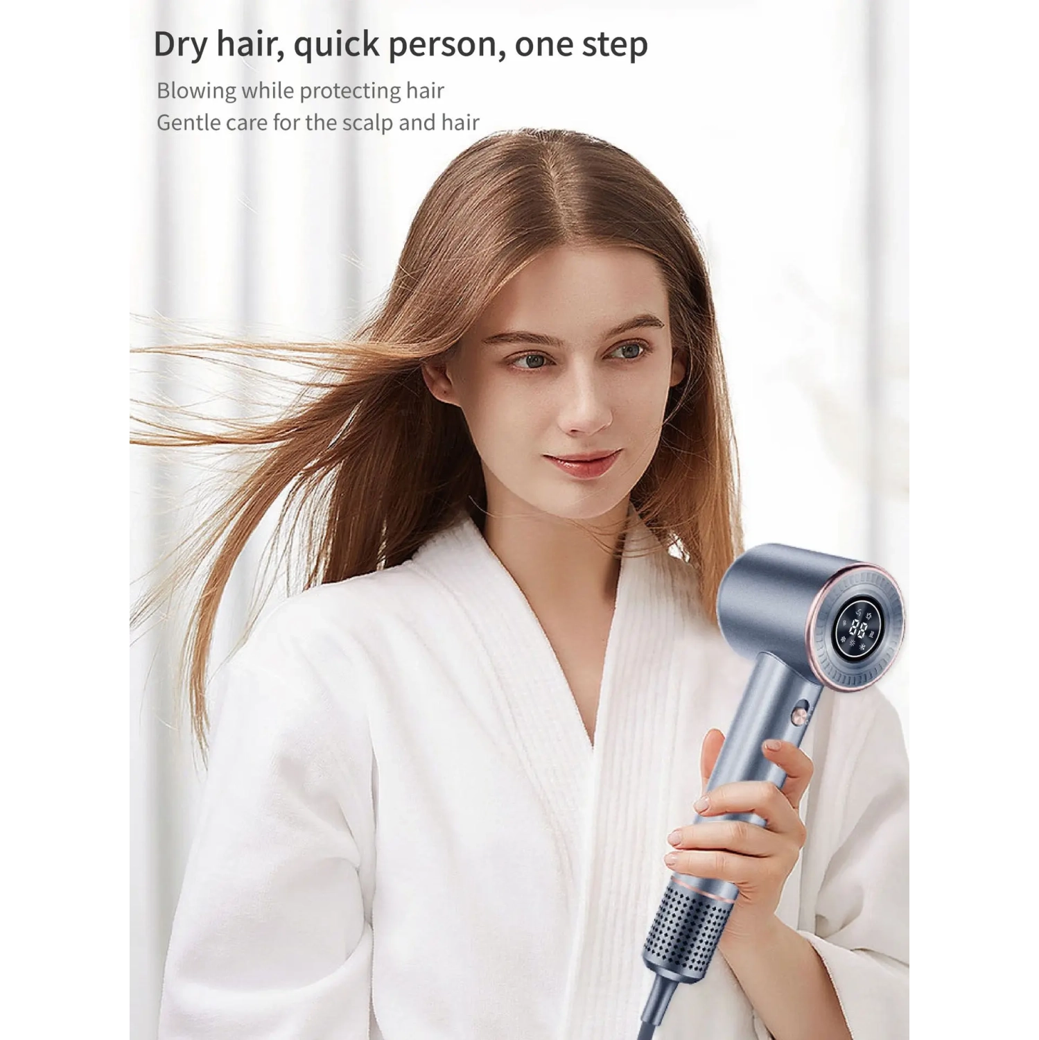 High-Speed Hair Dryer, High Power, Fast Drying, Negative Ions, No Damage, Home Use, Brushless Motor, Single Nozzle - Sakura Pink US Regulations