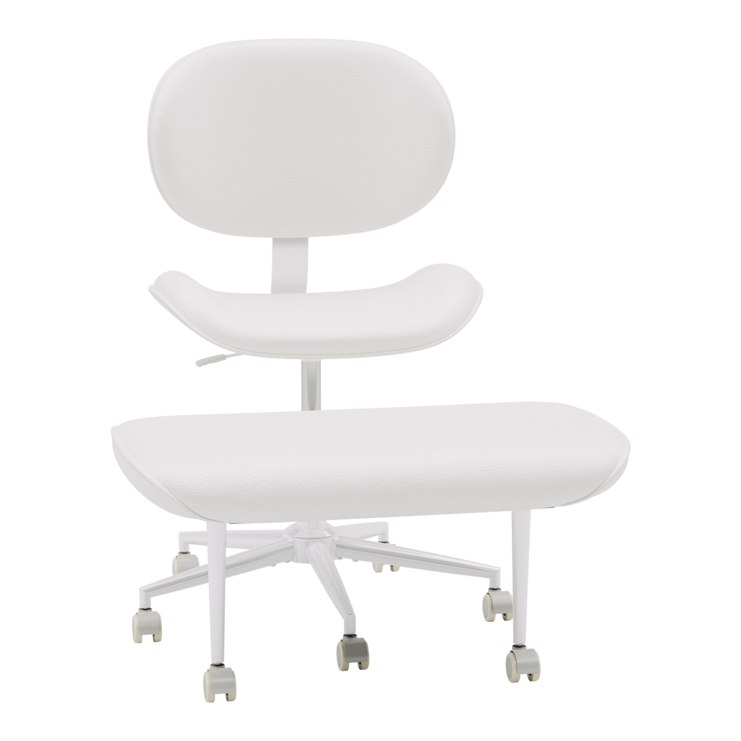 Fauteuil pivotant ergonomique à pattes croisées Pinmoco, fauteuil de méditation réglable en similicuir PU avec dossier, fauteuil de bureau/maison