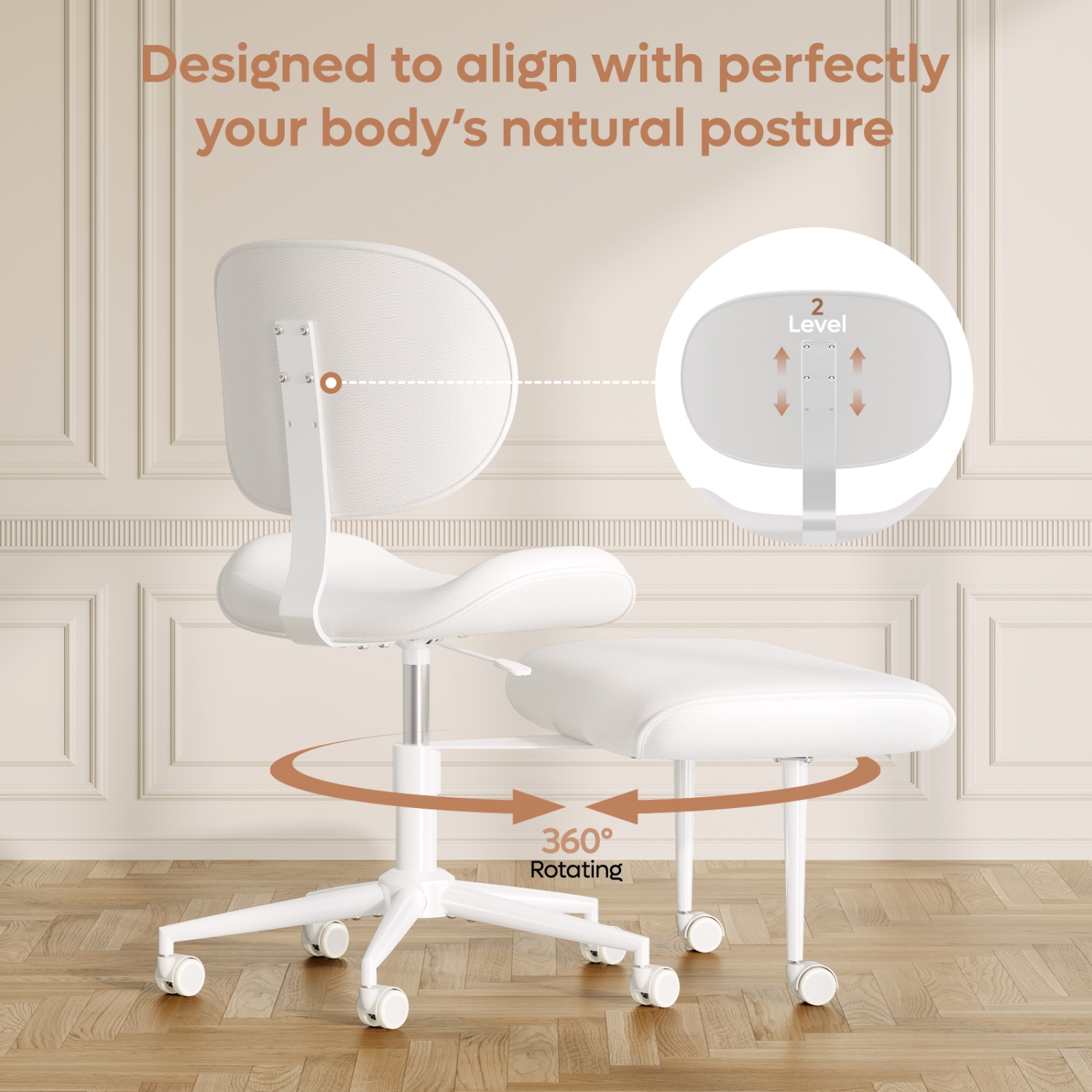 Fauteuil pivotant ergonomique à pattes croisées Pinmoco, fauteuil de méditation réglable en similicuir PU avec dossier, fauteuil de bureau/maison