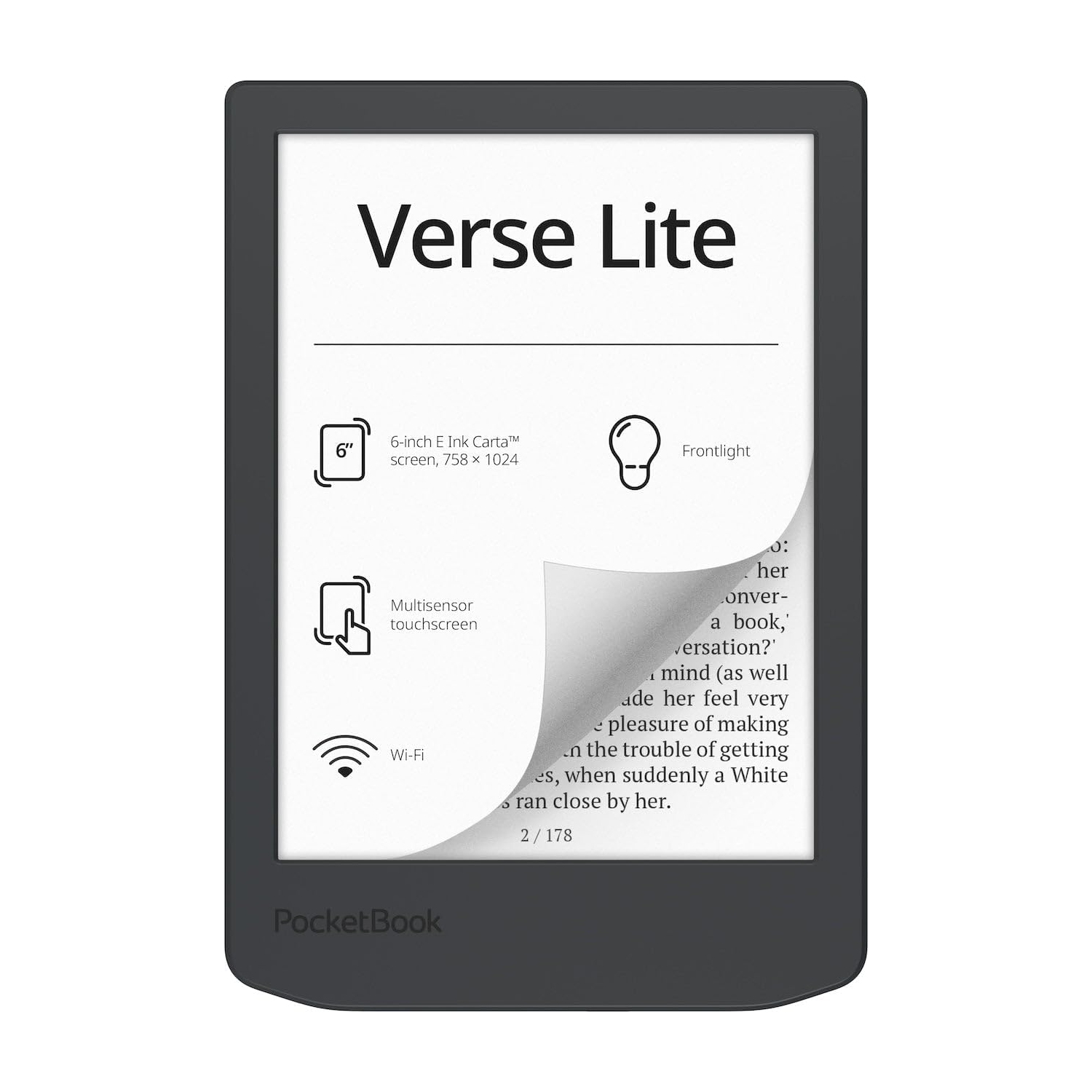 Pocket Book Verse Lite – liseuse à écran tactile E-Ink Carta de 6&nbsp;po avec éclairage frontal | Écran antireflet et convivial | Wi-Fi | 25 formats