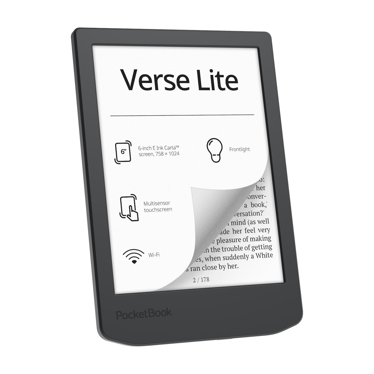 Pocket Book Verse Lite – liseuse à écran tactile E-Ink Carta de 6&nbsp;po avec éclairage frontal | Écran antireflet et convivial | Wi-Fi | 25 formats