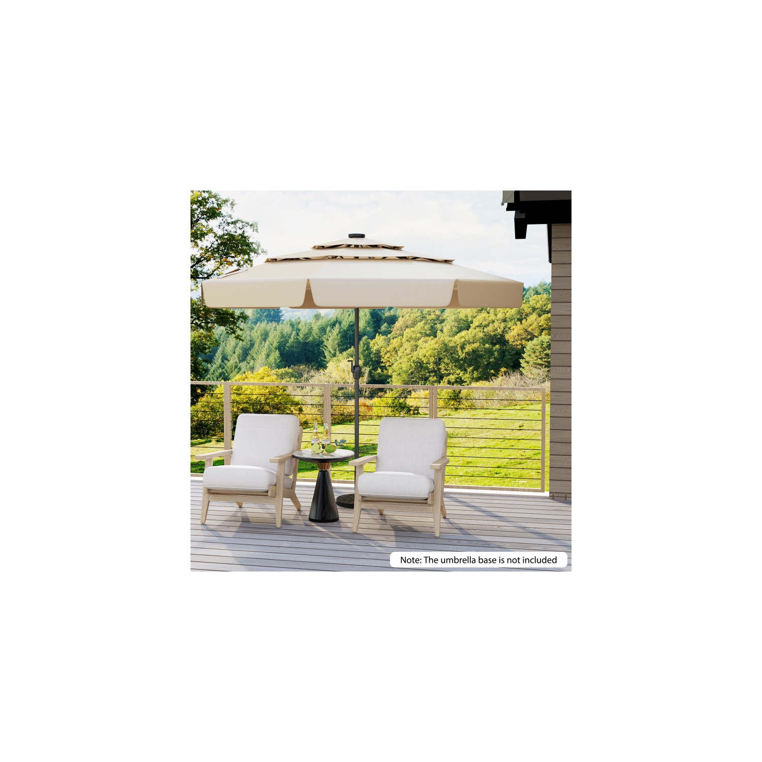 Patio Umbrella with Solar Power and 3-Tier Vent for Outdoor Shade