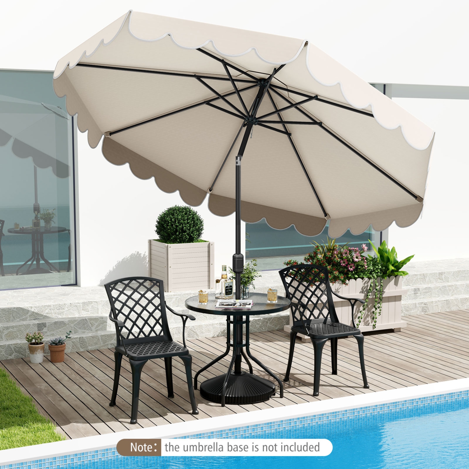 Patio Umbrella with Crank Lift and Adjustable Tilt for Outdoor Use