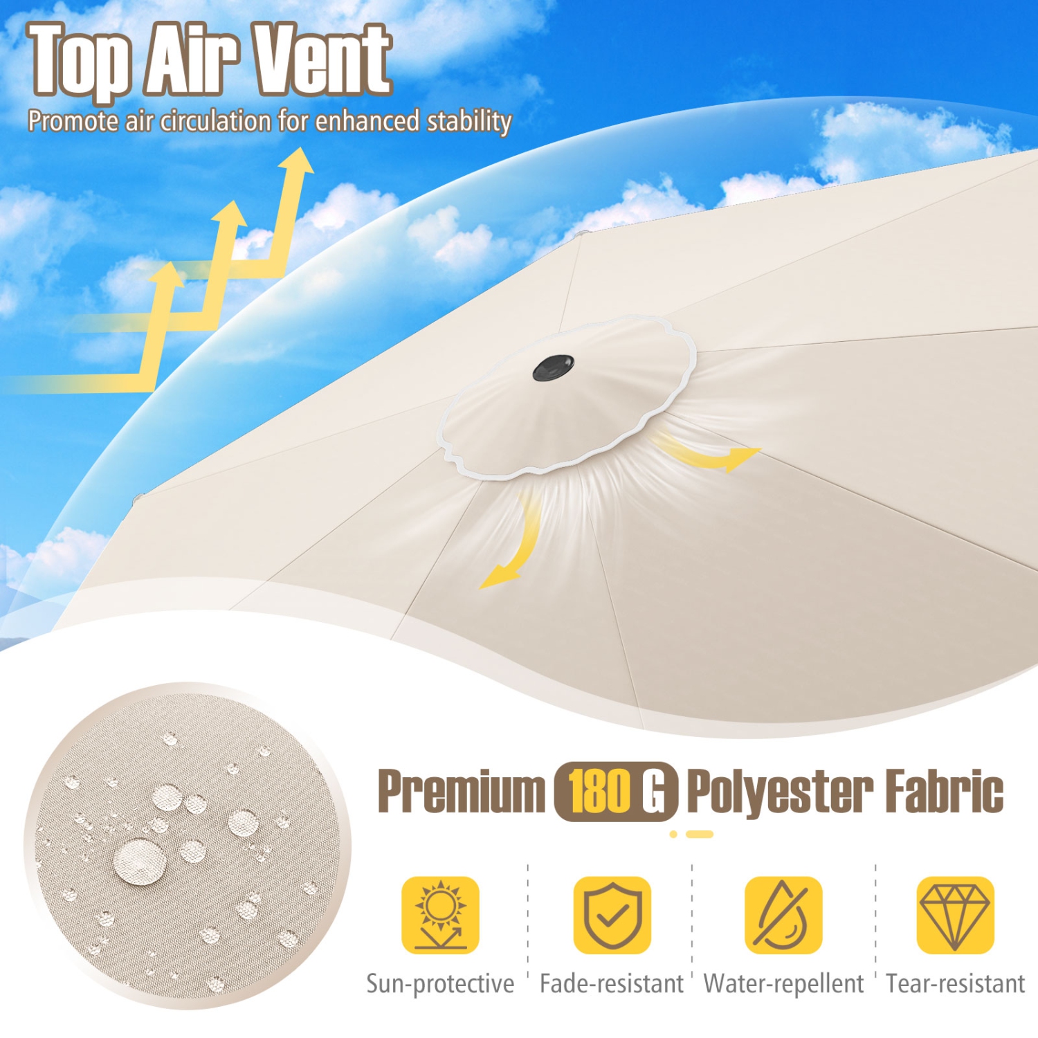 Patio Umbrella with Crank Lift and Adjustable Tilt for Outdoor Use