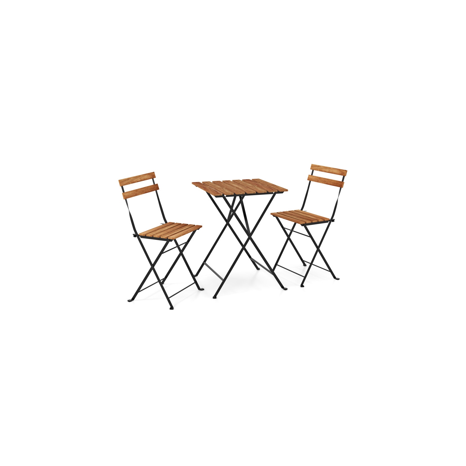 3-Piece Patio Bistro Set with Acacia Wood Slatted Table and Chairs