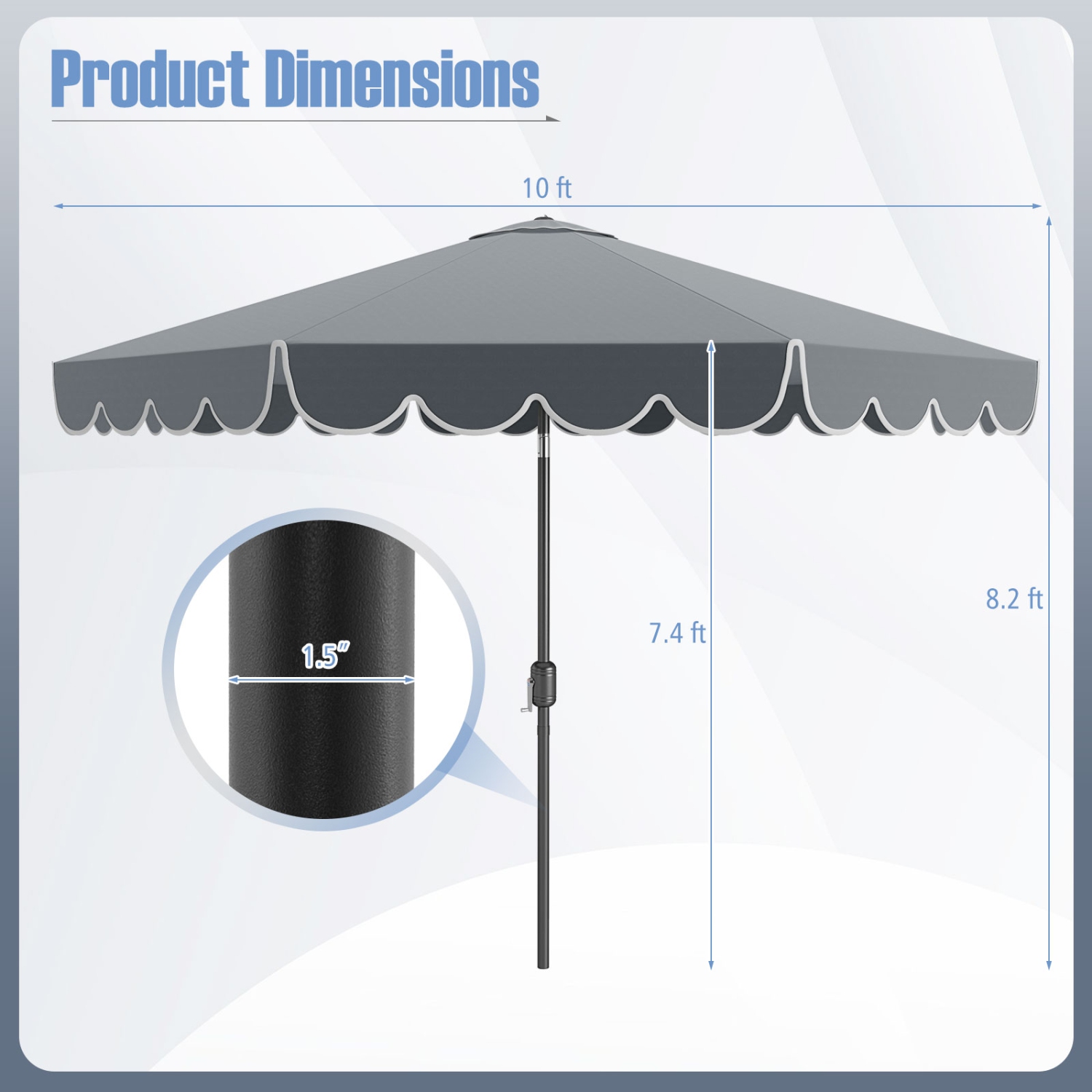 Patio Umbrella with Crank Lift and Adjustable Tilt for Outdoor Use