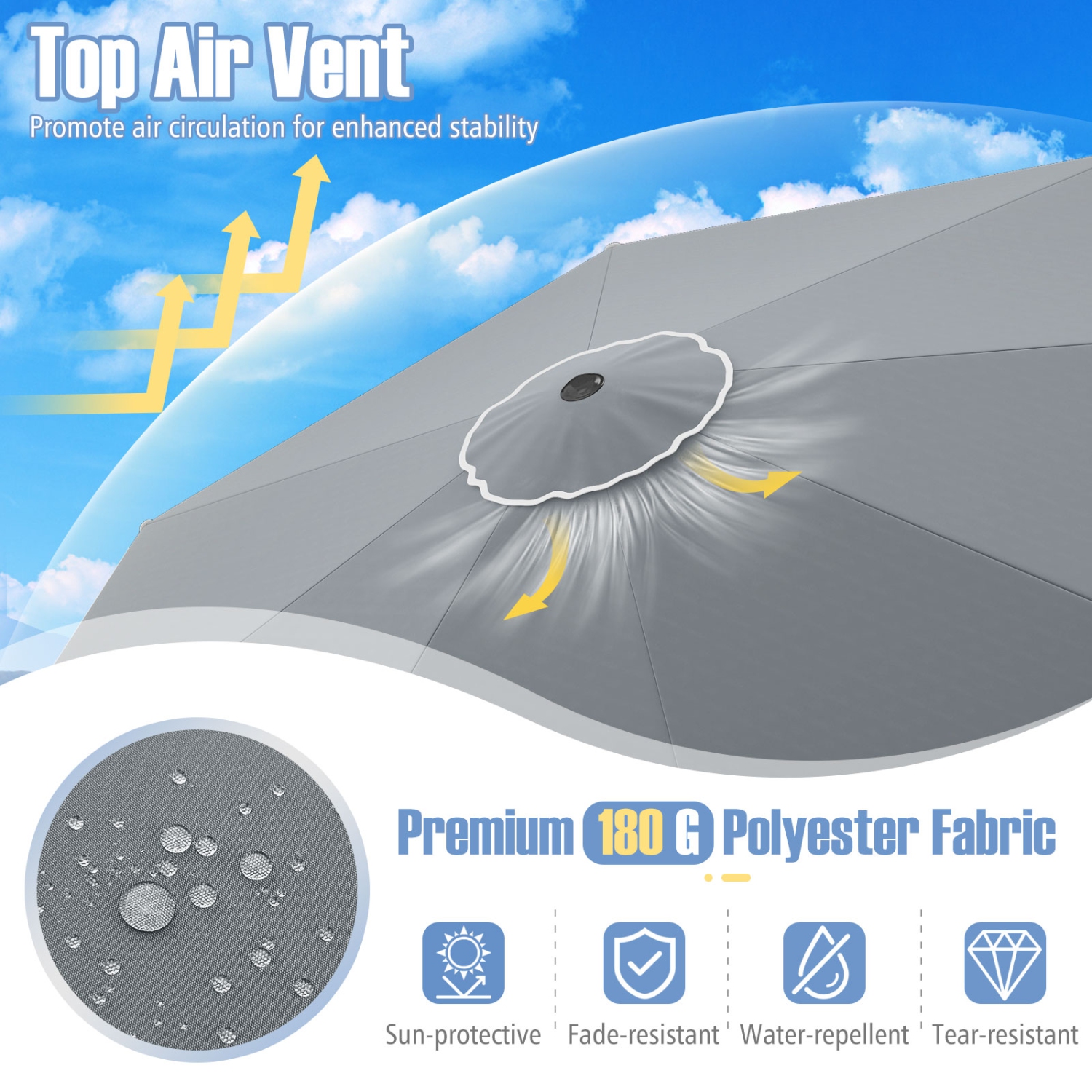 Patio Umbrella with Crank Lift and Adjustable Tilt for Outdoor Use