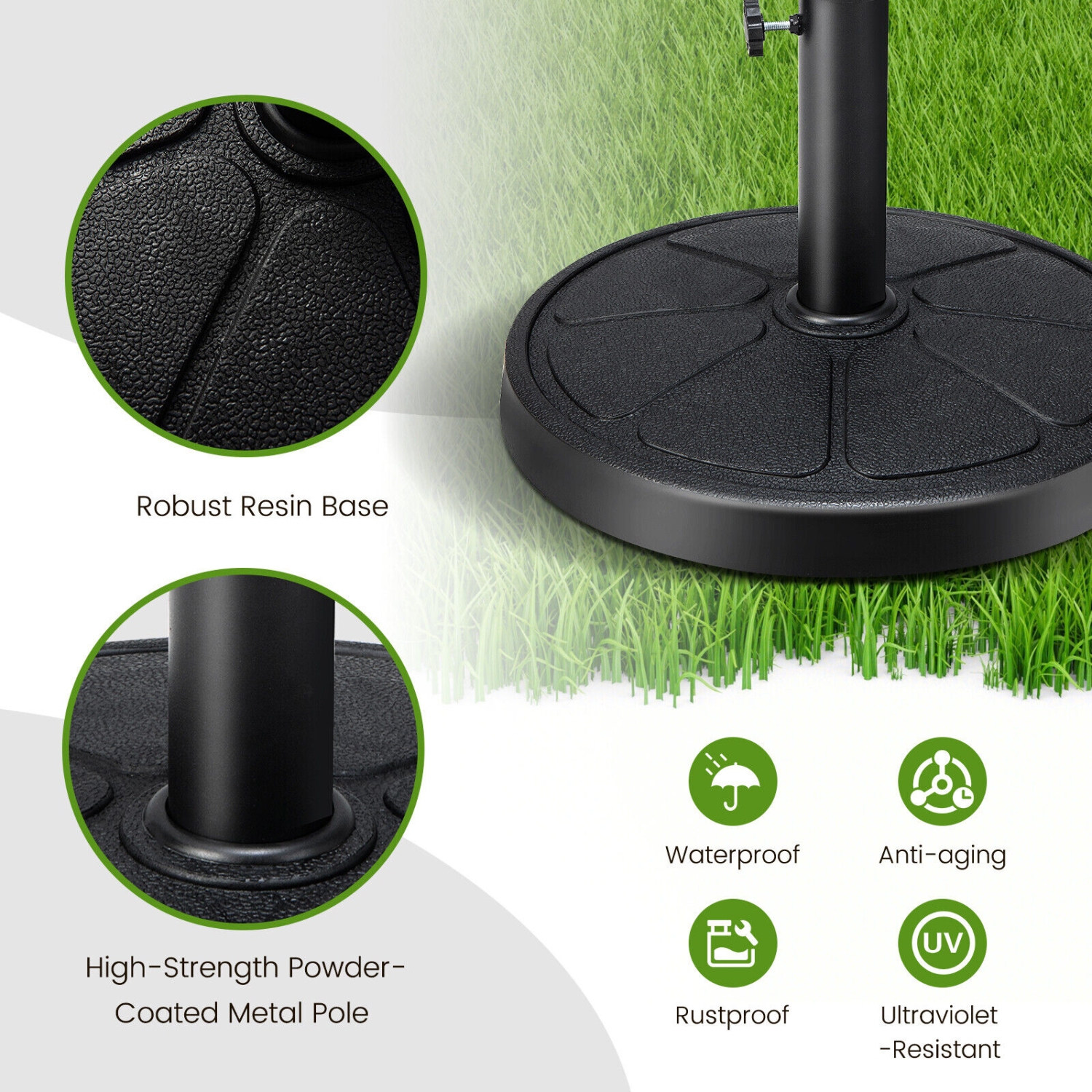 Round Outdoor Umbrella Base for Patio and Garden Umbrellas