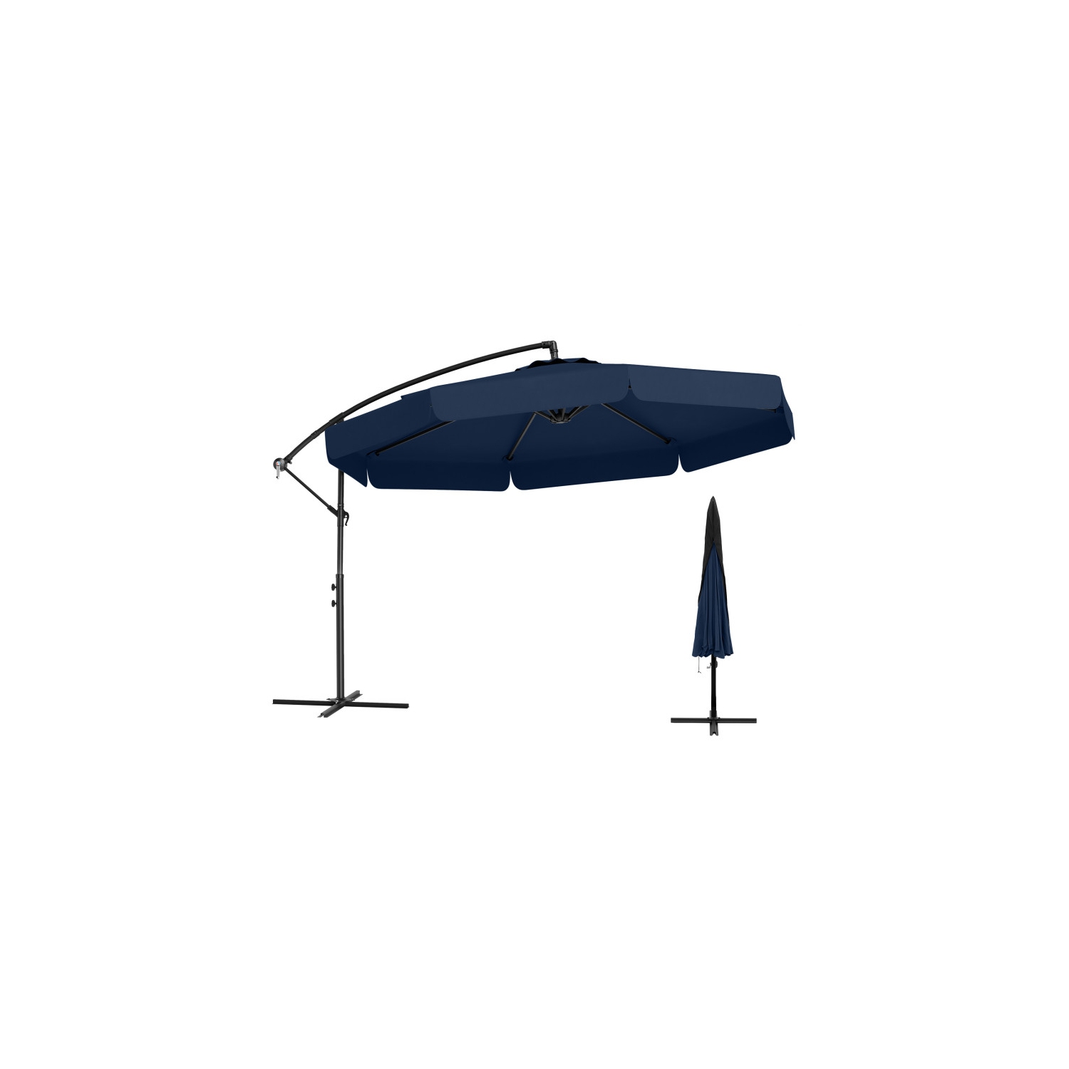 Outdoor Cantilever Umbrella with Adjustable Tilt and Ruffled Edge Design