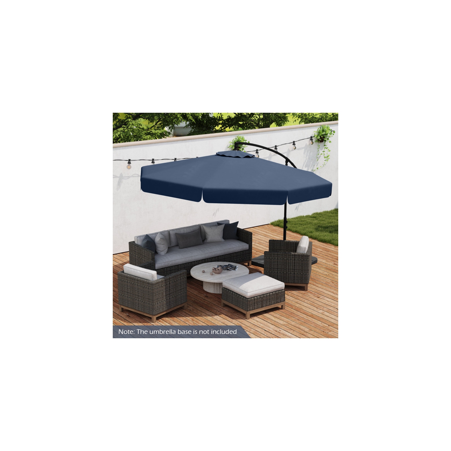 Outdoor Cantilever Umbrella with Adjustable Tilt and Ruffled Edge Design