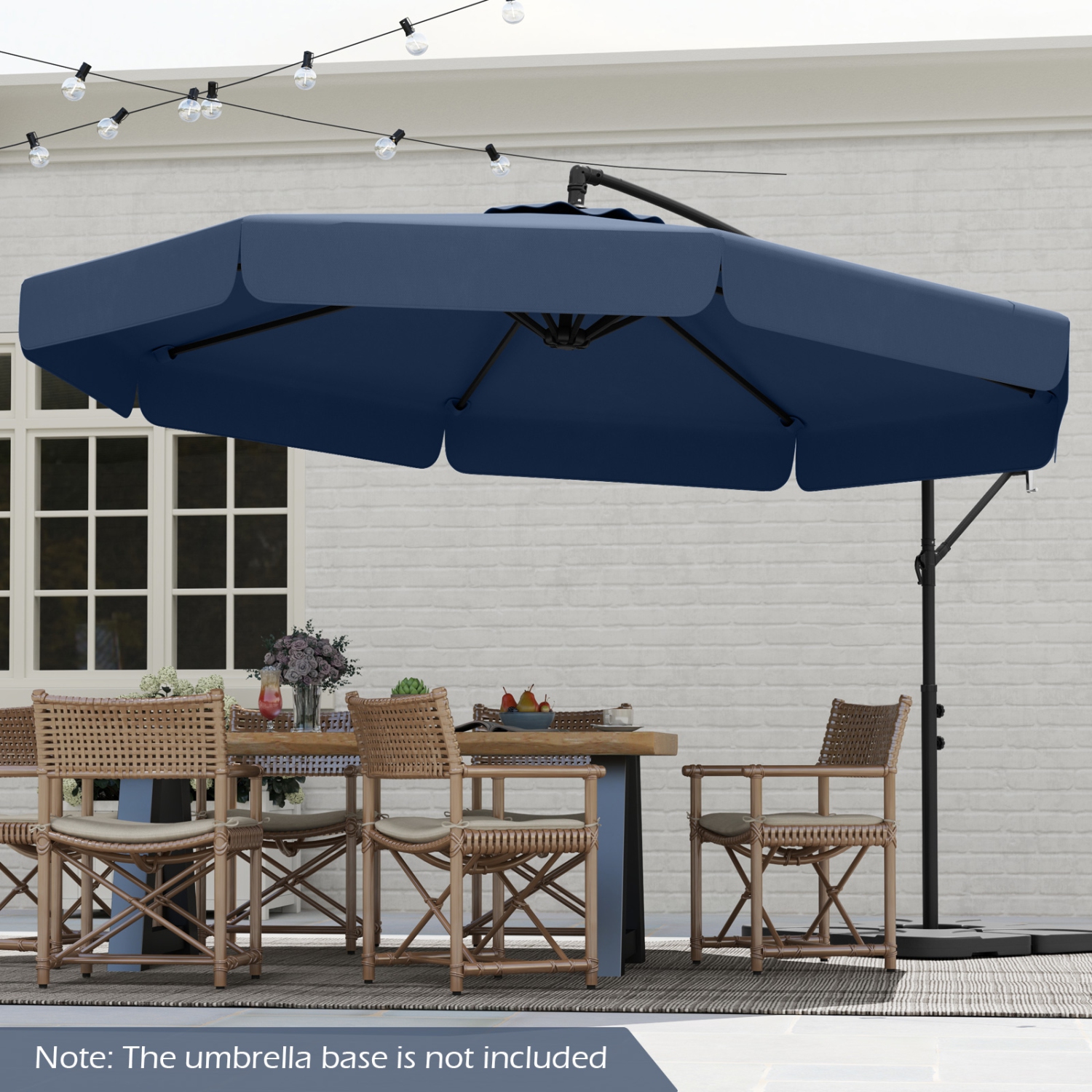Outdoor Cantilever Umbrella with Adjustable Tilt and Ruffled Edge Design