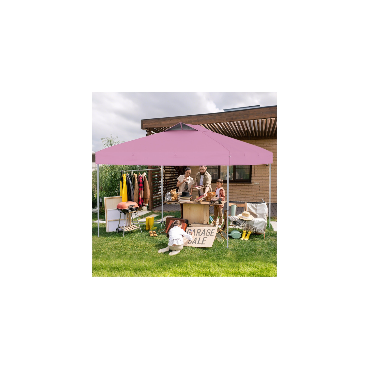 Portable Patio Canopy Shelter with 1-Push Center Lock & Foldable Design