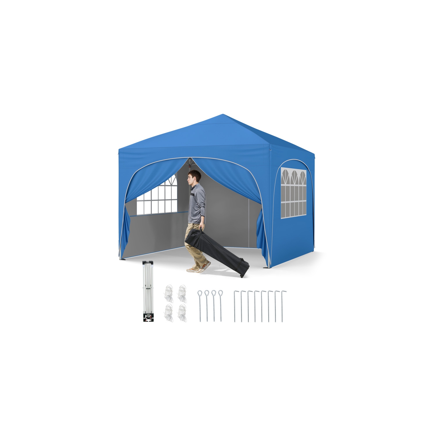 Folding Canopy Tent with 1 Detachable Sidewall and Carry Bag with Wheels