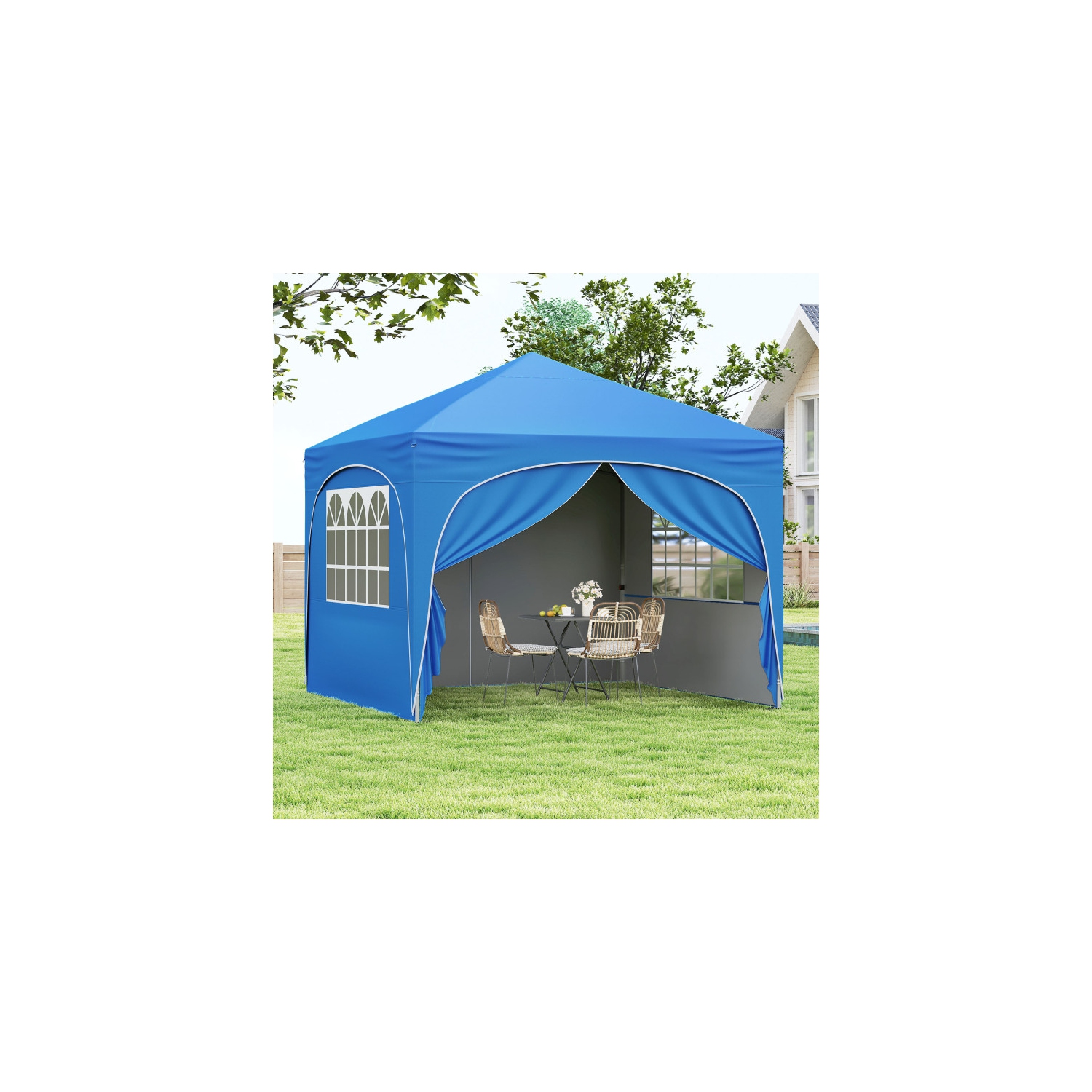 Folding Canopy Tent with 1 Detachable Sidewall and Carry Bag with Wheels