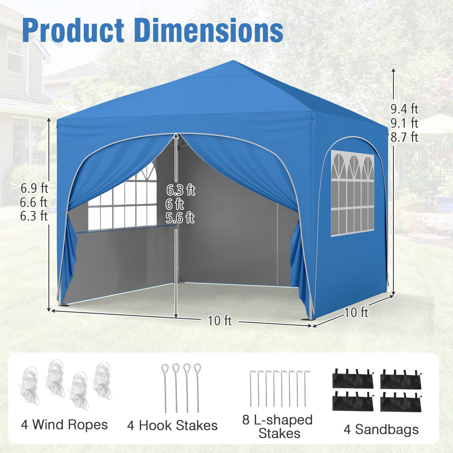 Folding Canopy Tent with 1 Detachable Sidewall and Carry Bag with Wheels