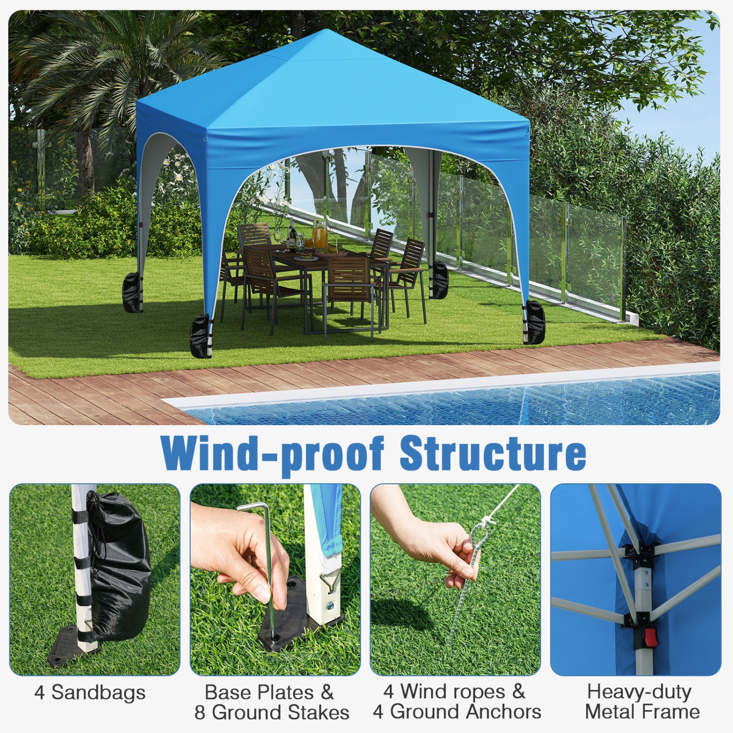 Folding Canopy Tent with 1 Detachable Sidewall and Carry Bag with Wheels