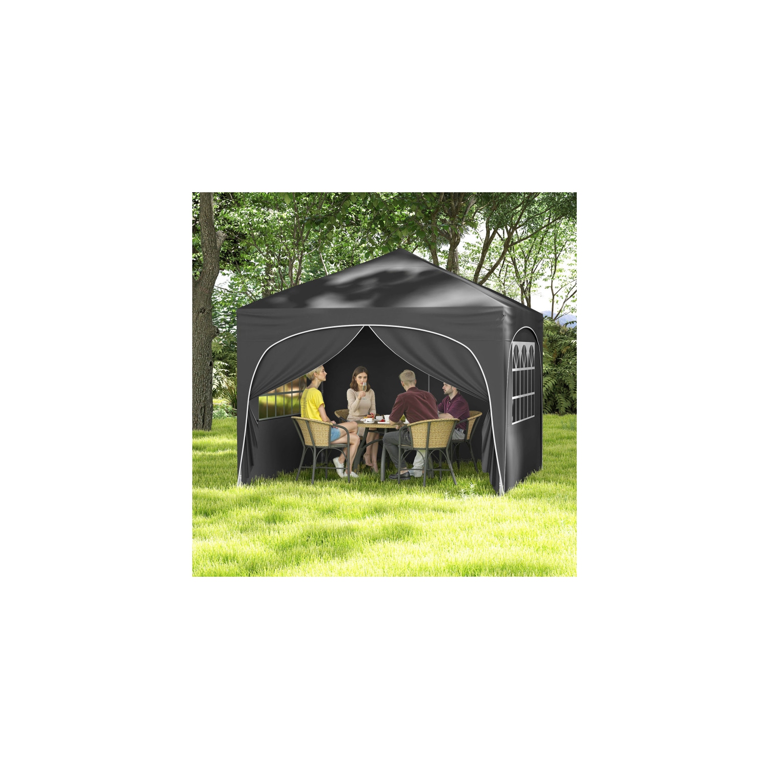 Folding Canopy Tent with 1 Detachable Sidewall and Carry Bag with Wheels