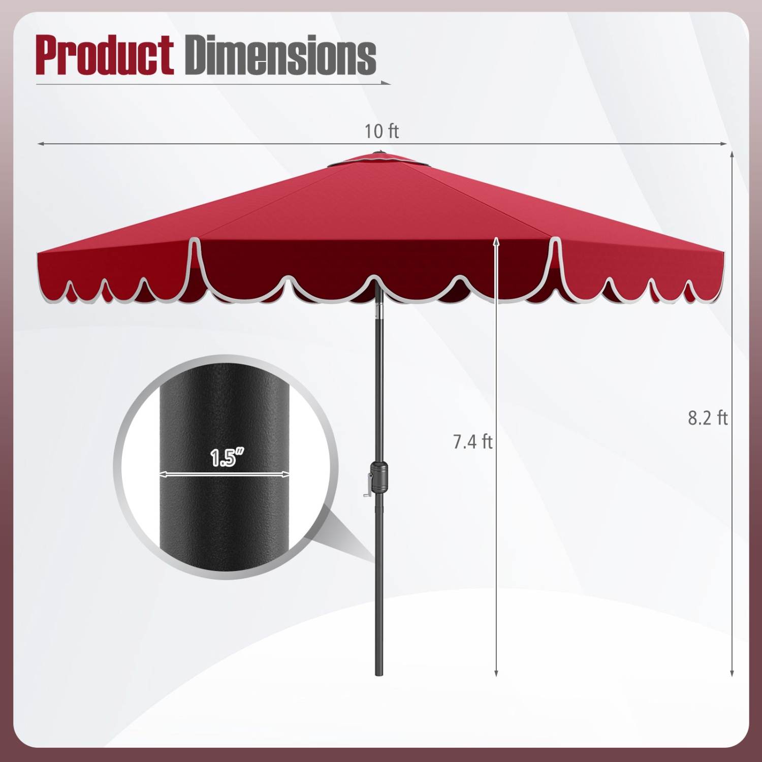 Patio Umbrella with Crank Lift and Adjustable Tilt for Outdoor Use