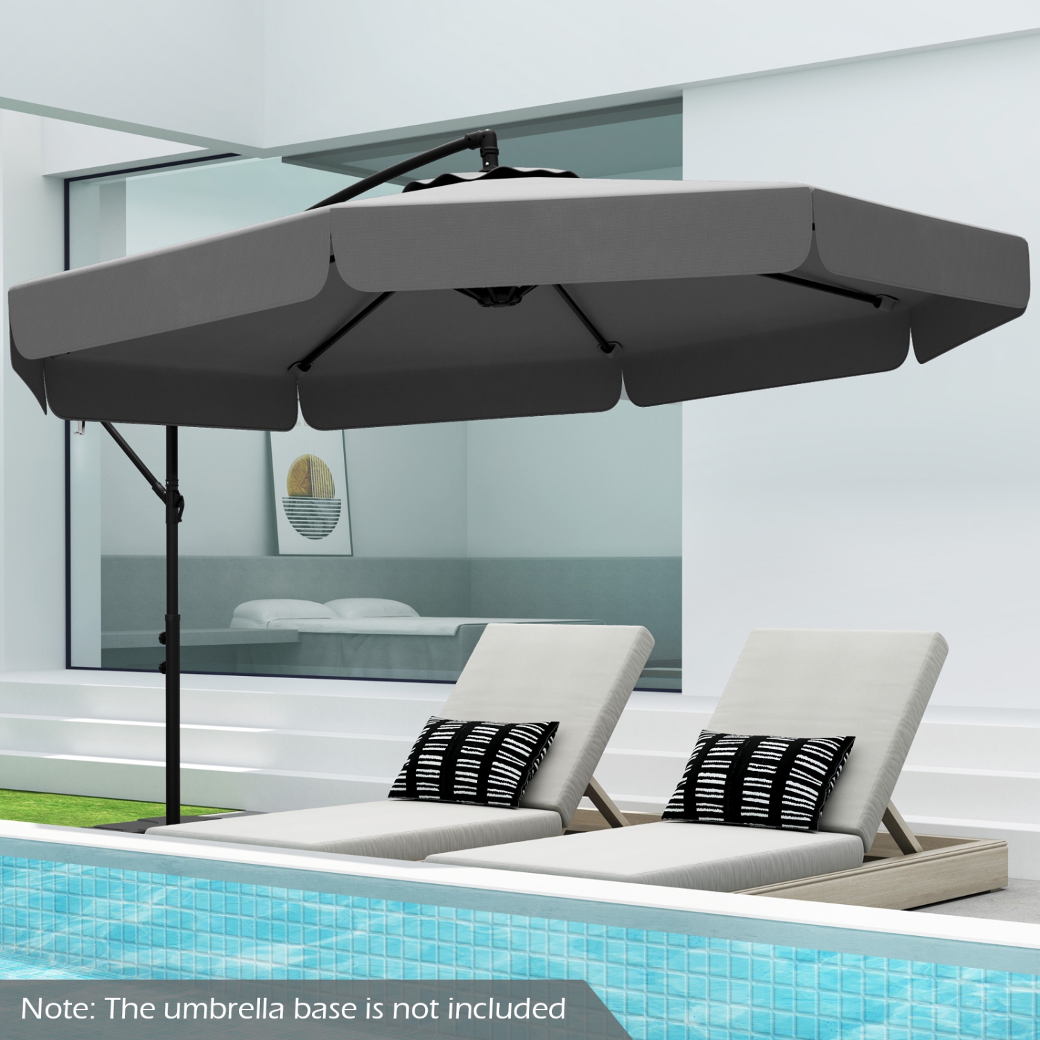 Outdoor Cantilever Umbrella with Adjustable Tilt and Ruffled Edge Design