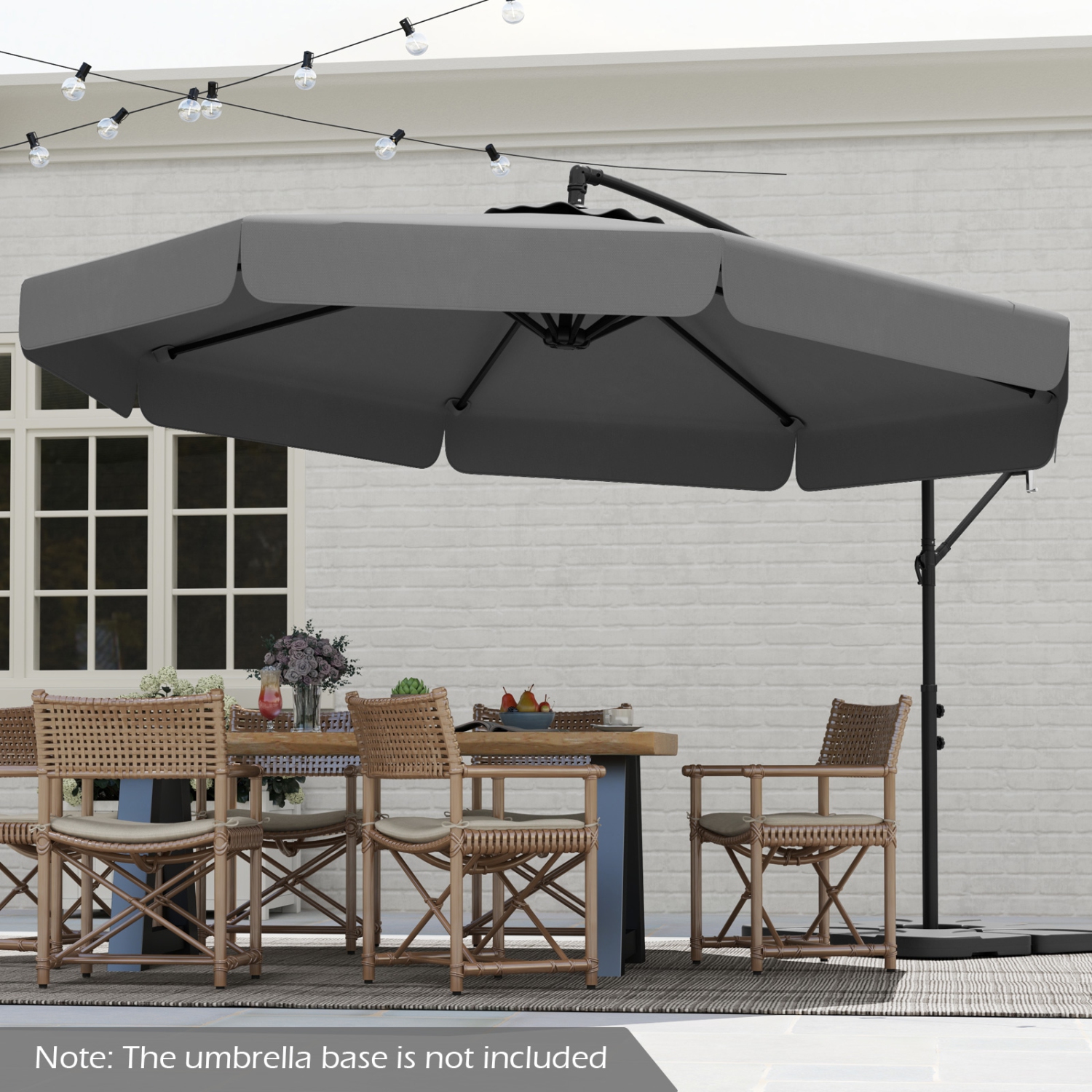 Outdoor Cantilever Umbrella with Adjustable Tilt and Ruffled Edge Design