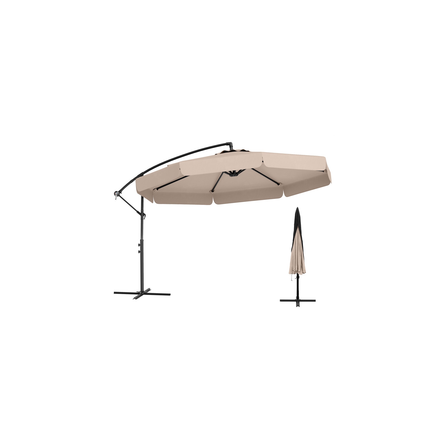 Outdoor Cantilever Umbrella with Adjustable Tilt and Ruffled Edge Design