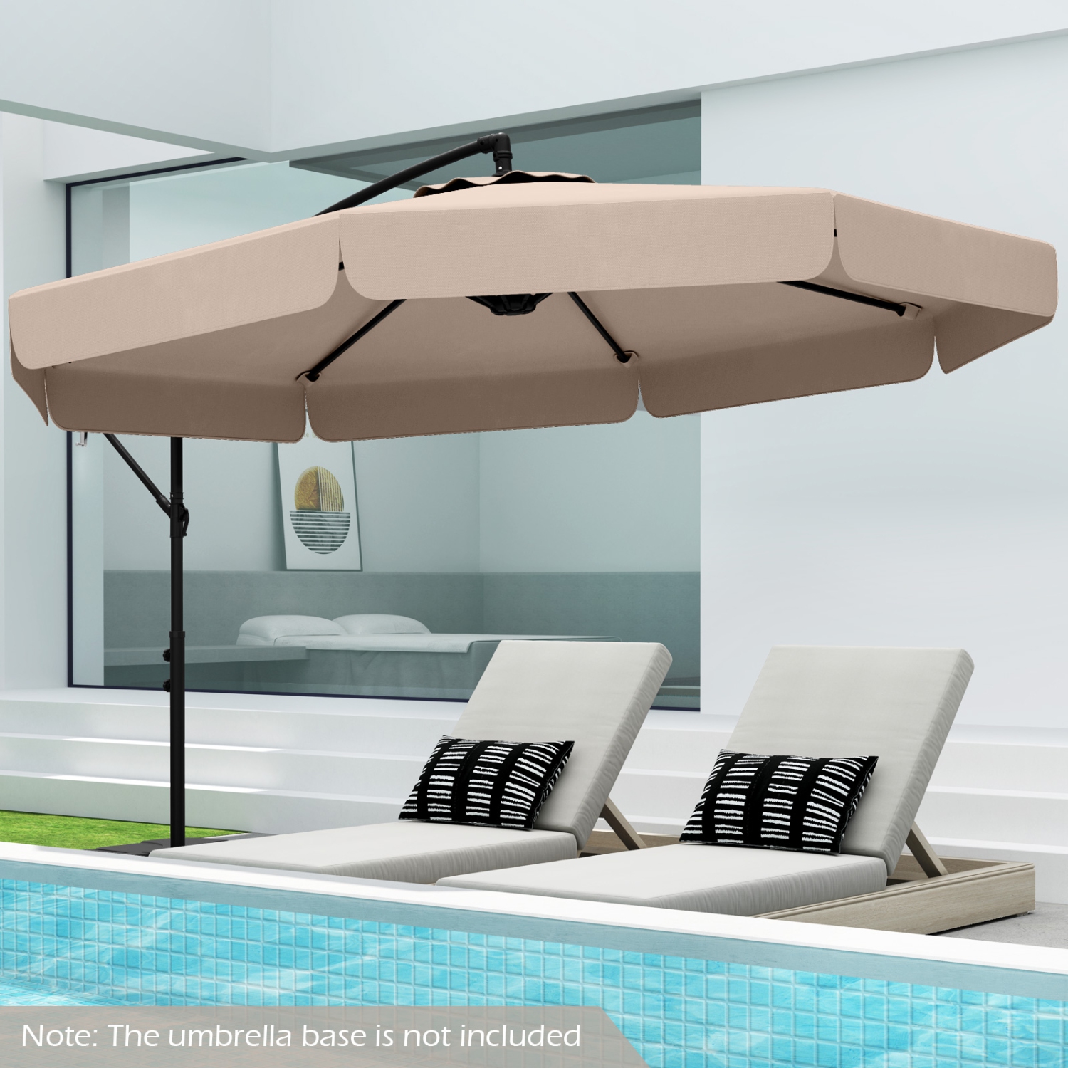 Outdoor Cantilever Umbrella with Adjustable Tilt and Ruffled Edge Design