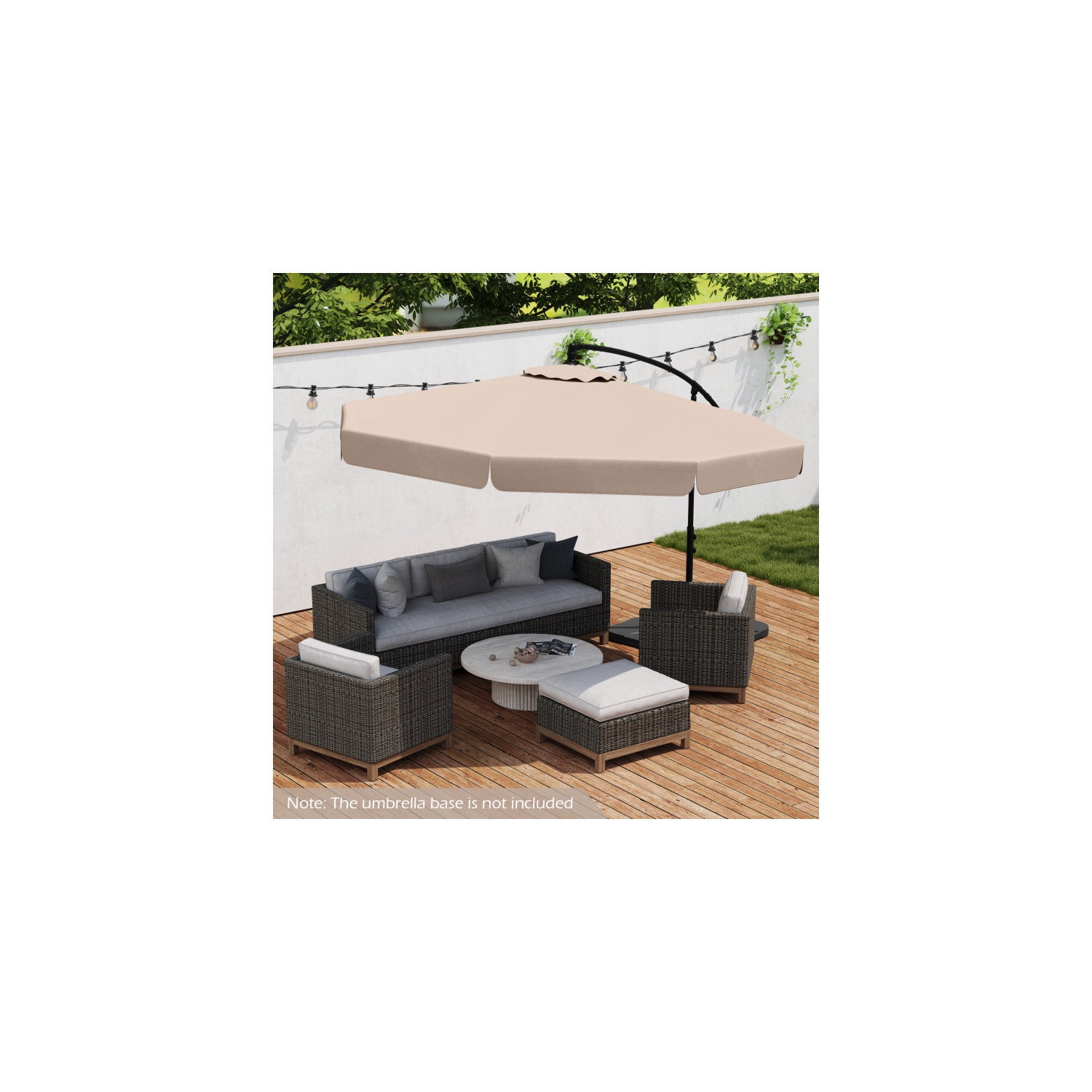 Outdoor Cantilever Umbrella with Adjustable Tilt and Ruffled Edge Design