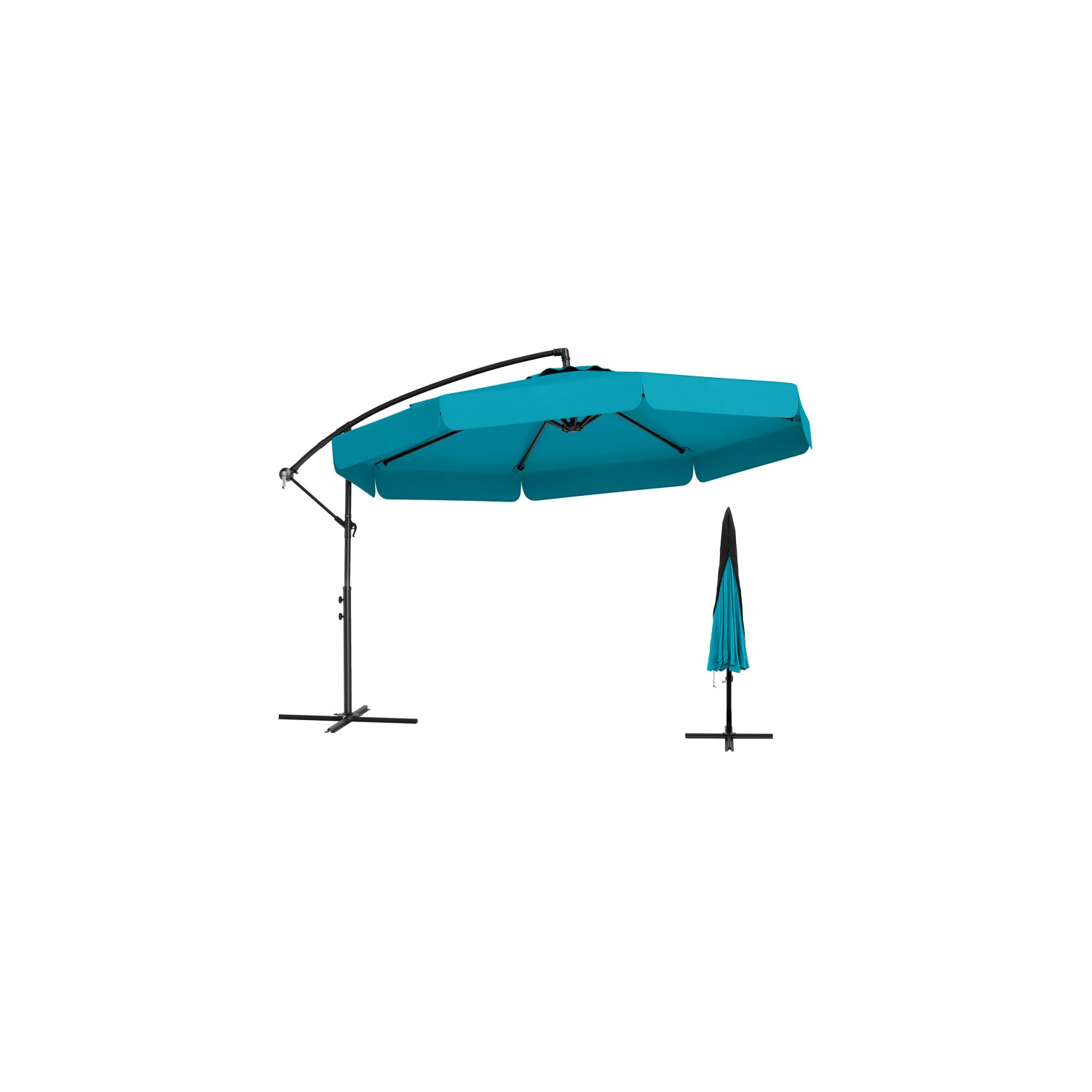 Outdoor Cantilever Umbrella with Adjustable Tilt and Ruffled Edge Design
