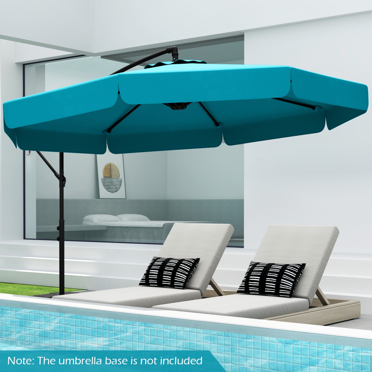Outdoor Cantilever Umbrella with Adjustable Tilt and Ruffled Edge Design