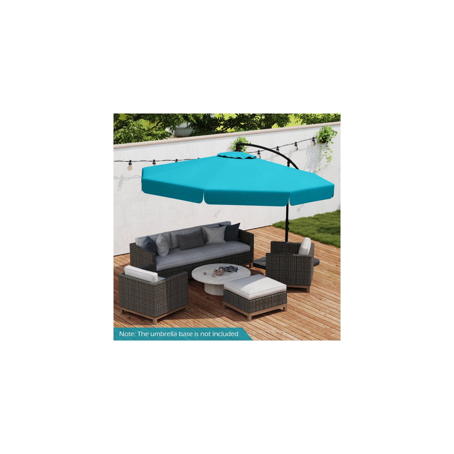 Outdoor Cantilever Umbrella with Adjustable Tilt and Ruffled Edge Design